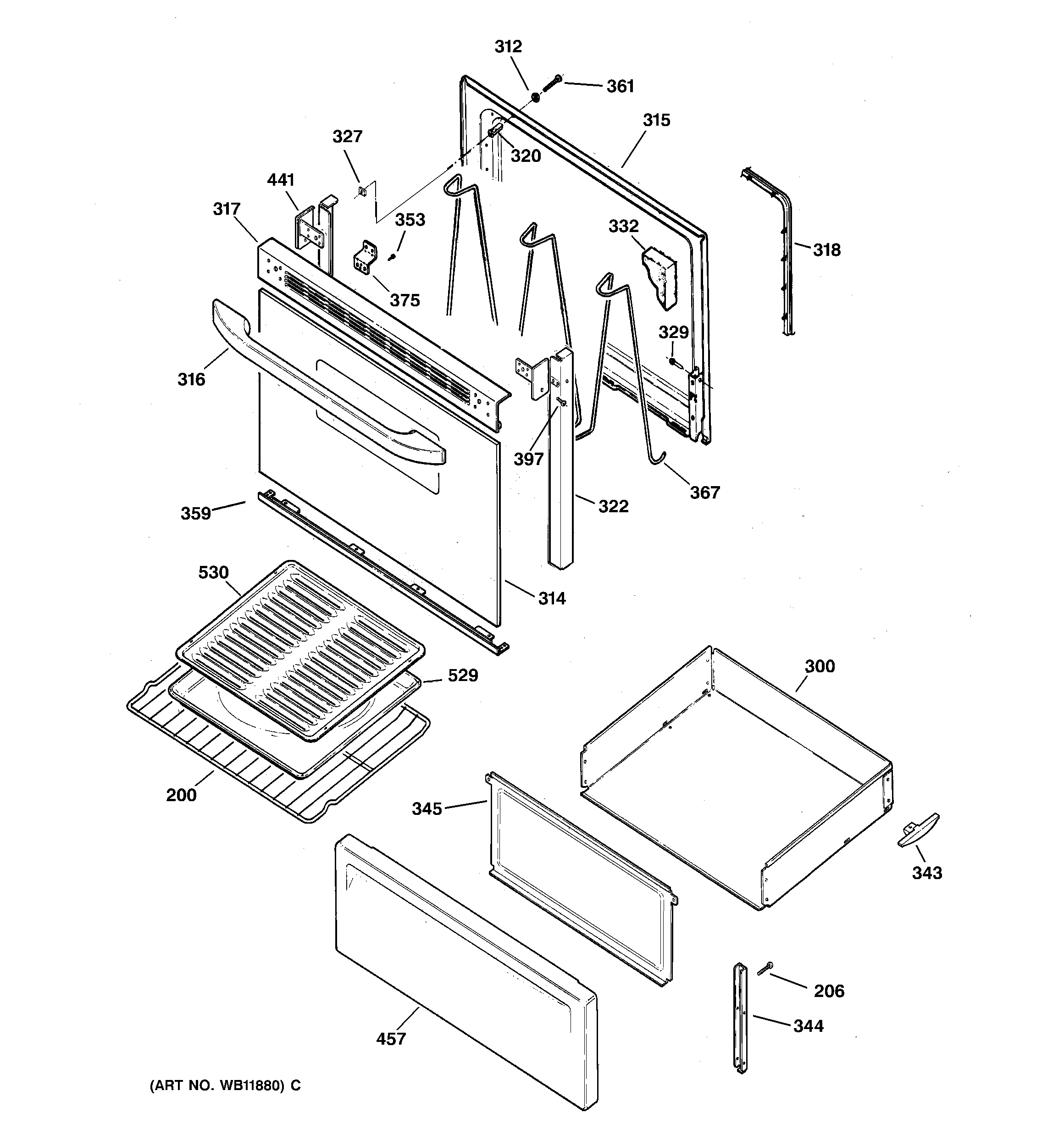 Kenmore 36291200100 door & drawer parts diagram