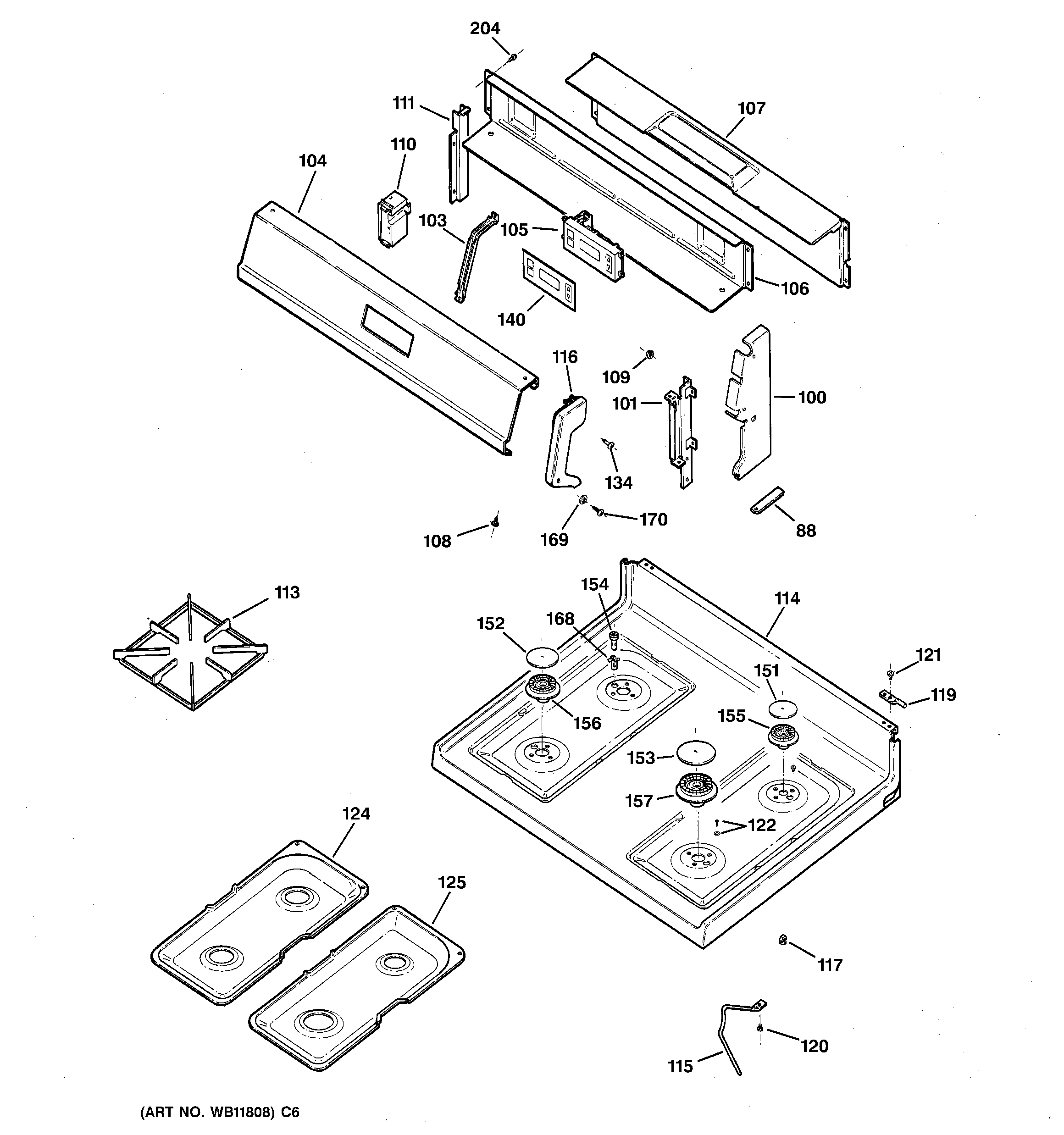 Kenmore 36272206893 control panel & cooktop diagram