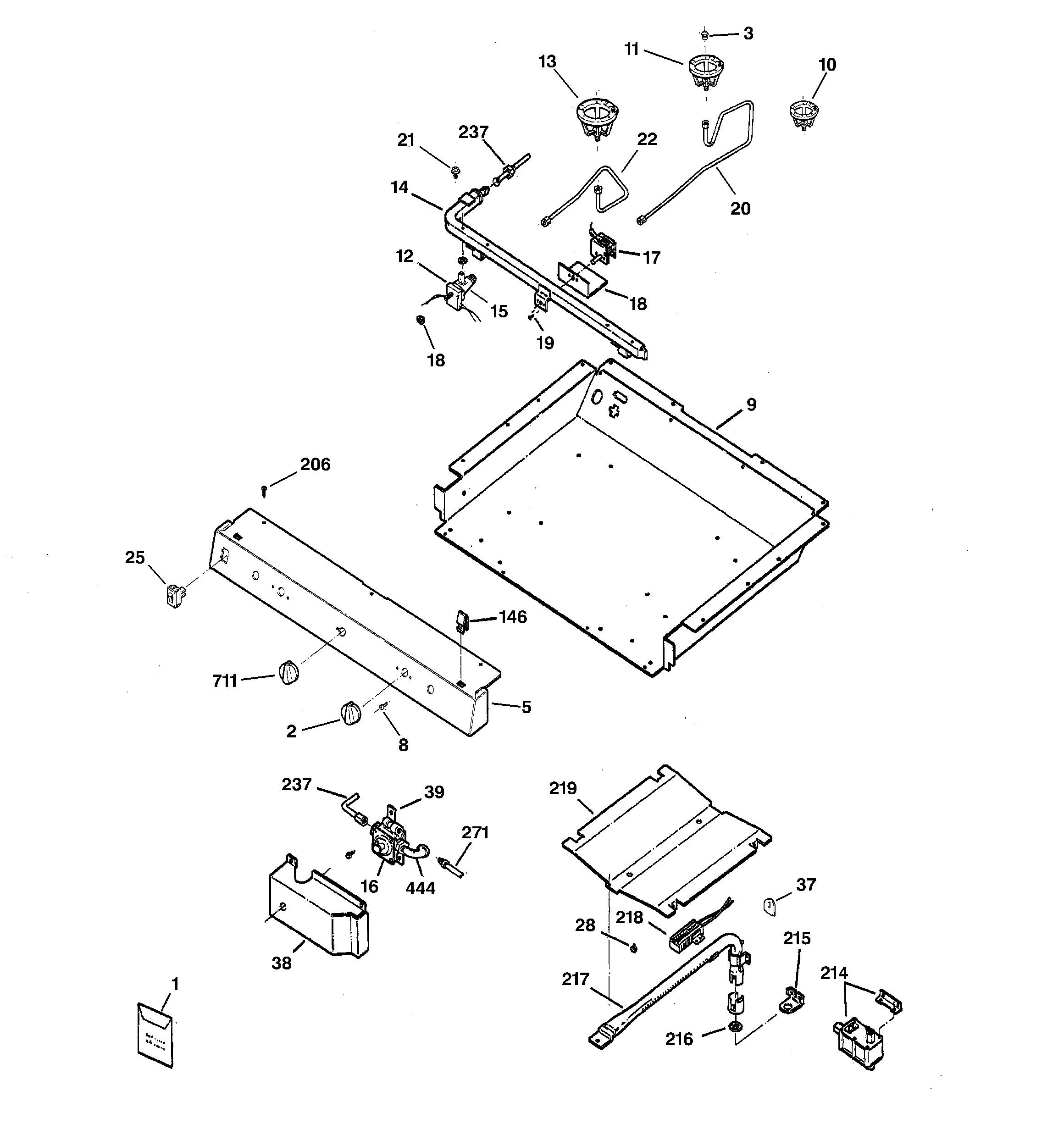 Kenmore 36275214101 gas & burner parts diagram