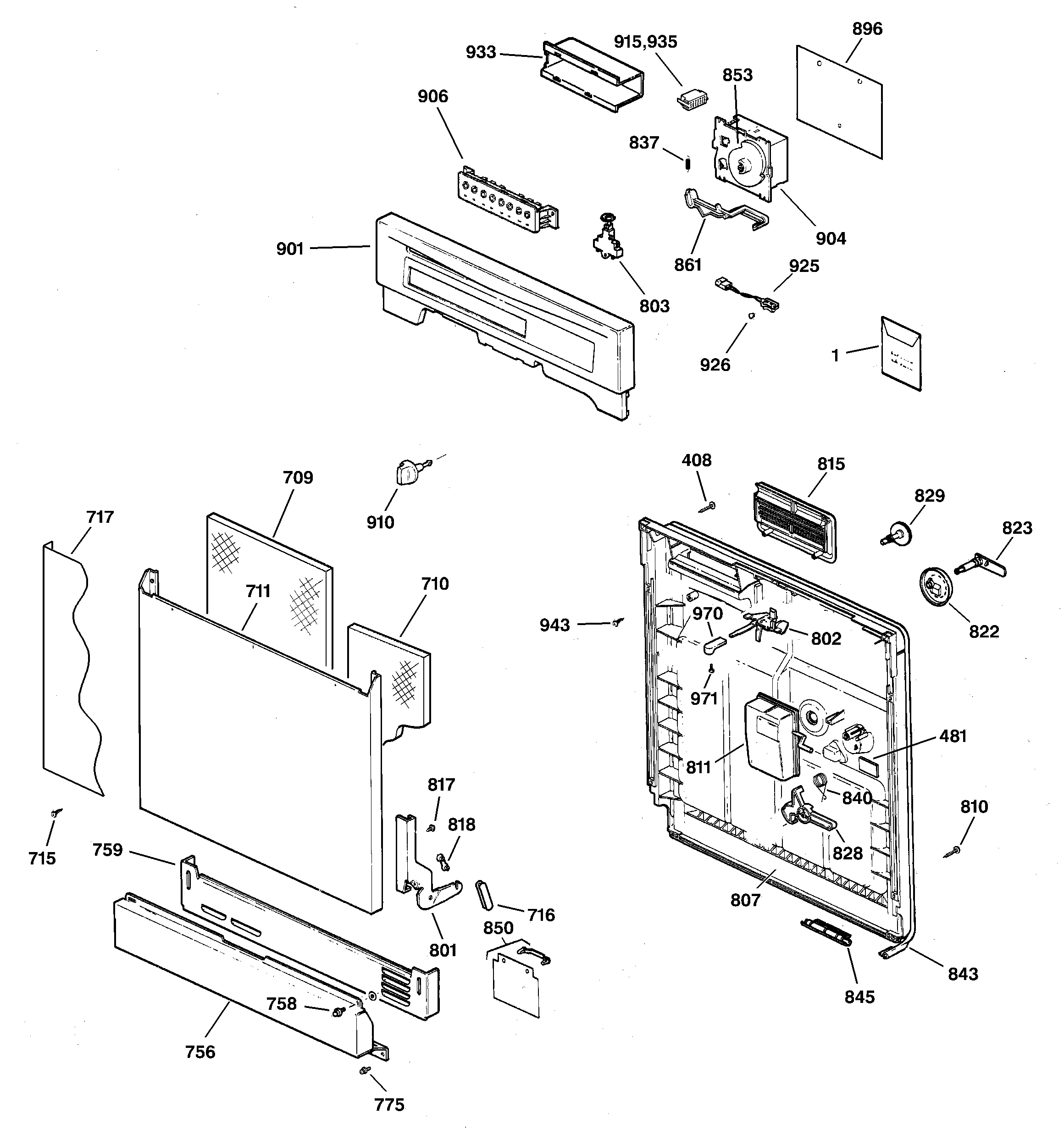 Kenmore 36314673100 escutcheon & door assembly diagram