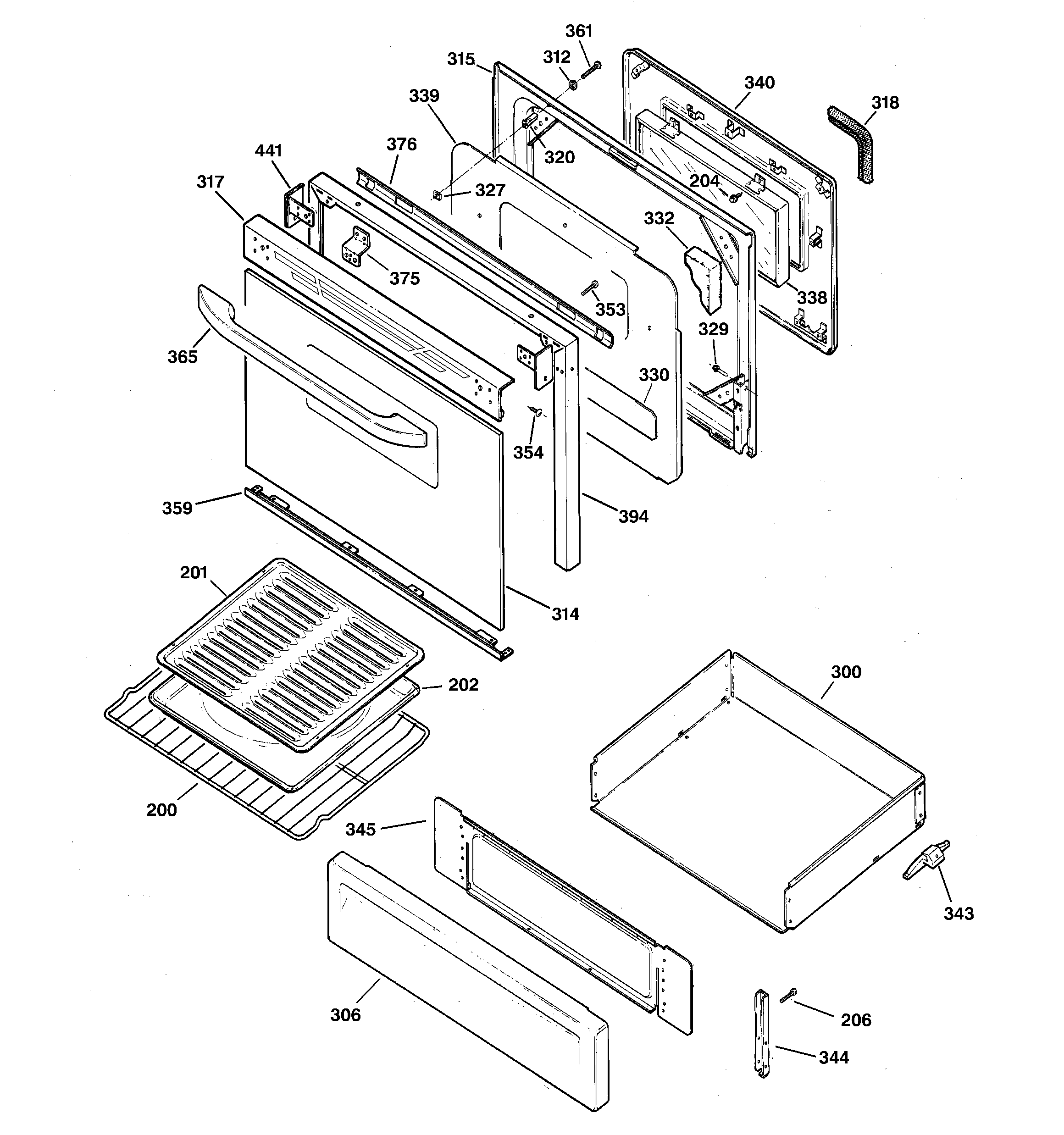 Kenmore 36272328001 door & drawer parts diagram