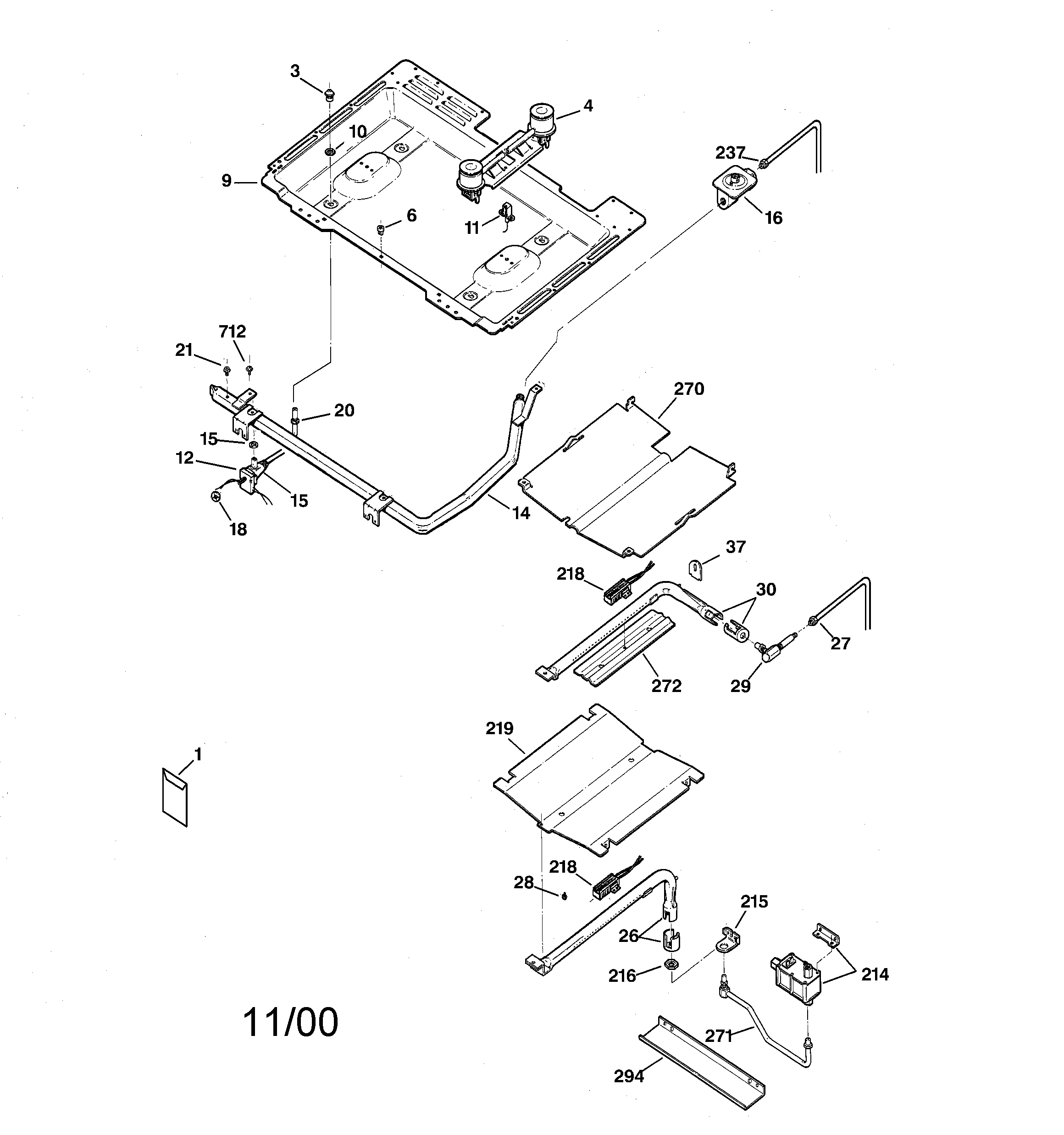 Kenmore 36273288892 gas & burner parts diagram