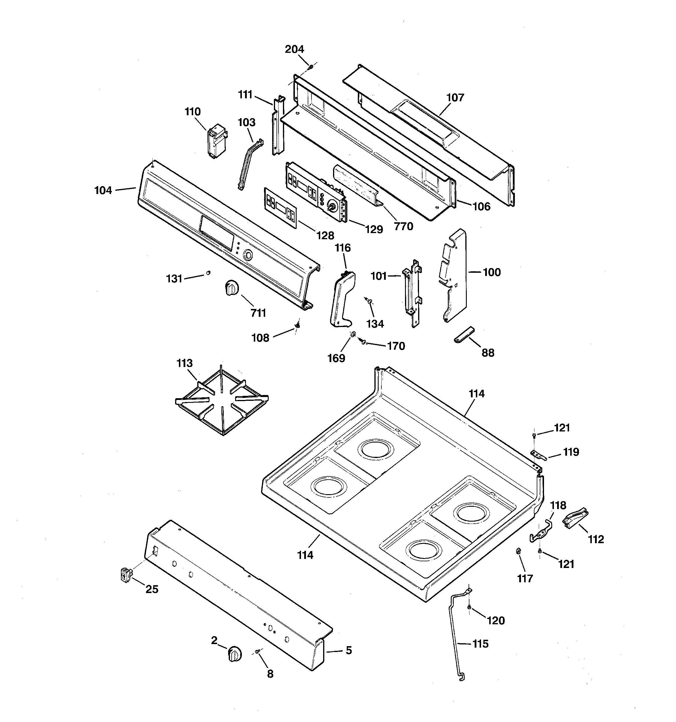 Kenmore 36273288892 control panel & cooktop diagram
