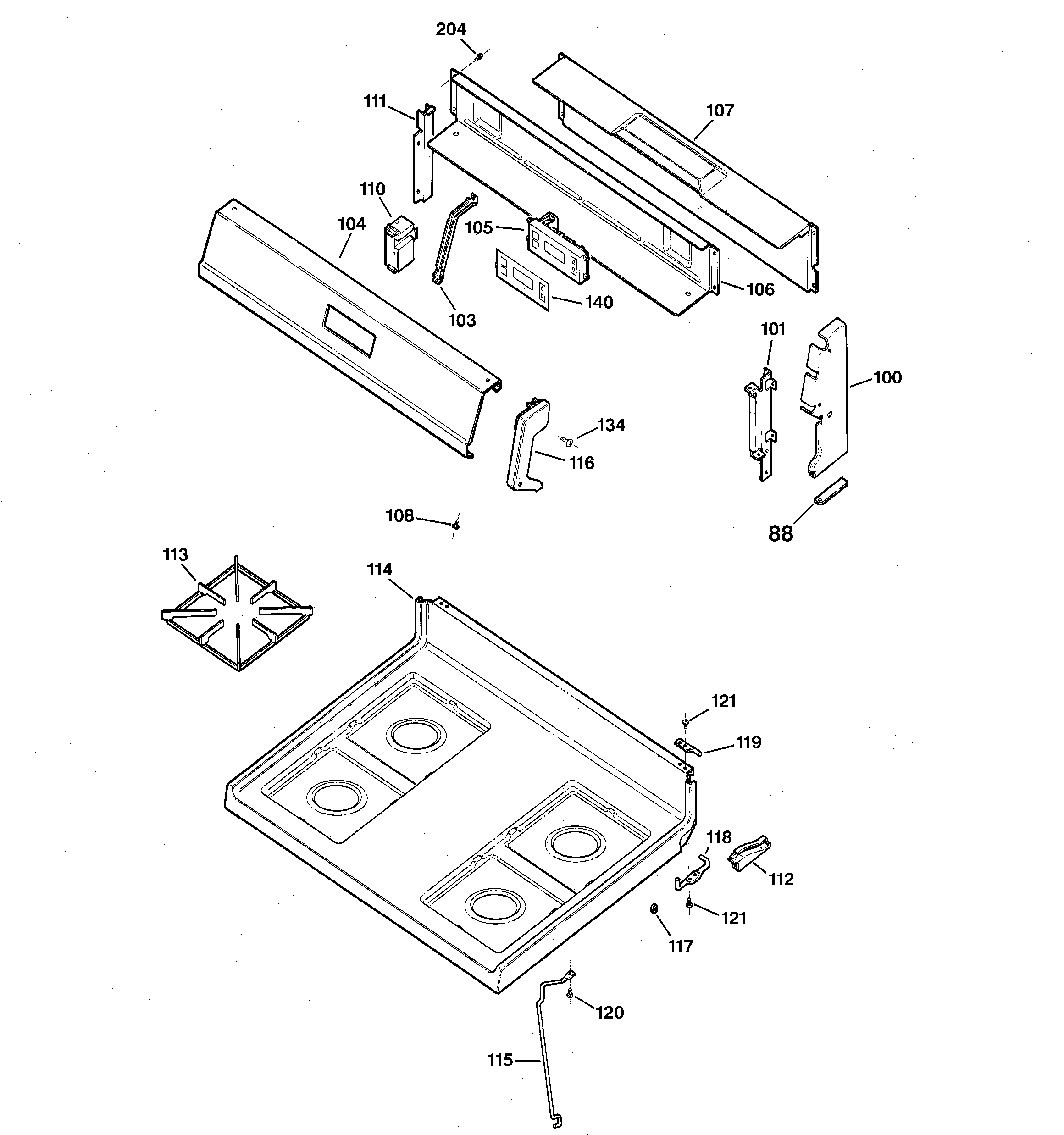 Kenmore 36272765891 control panel & cooktop diagram