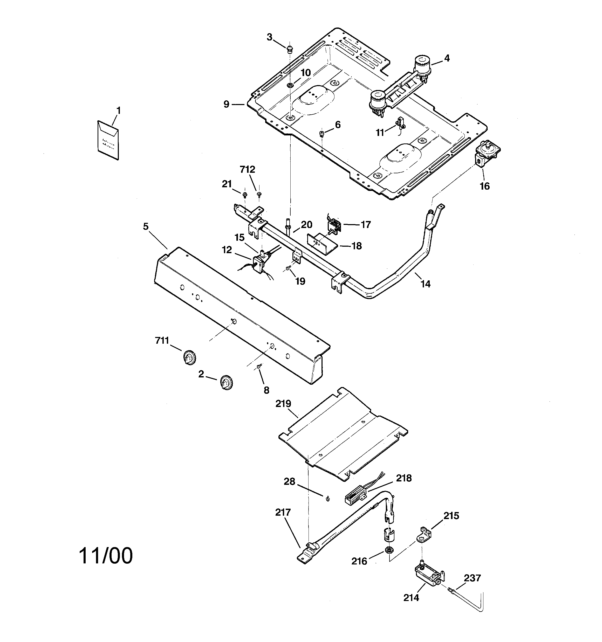 Kenmore 36271171891 gas & burner parts diagram