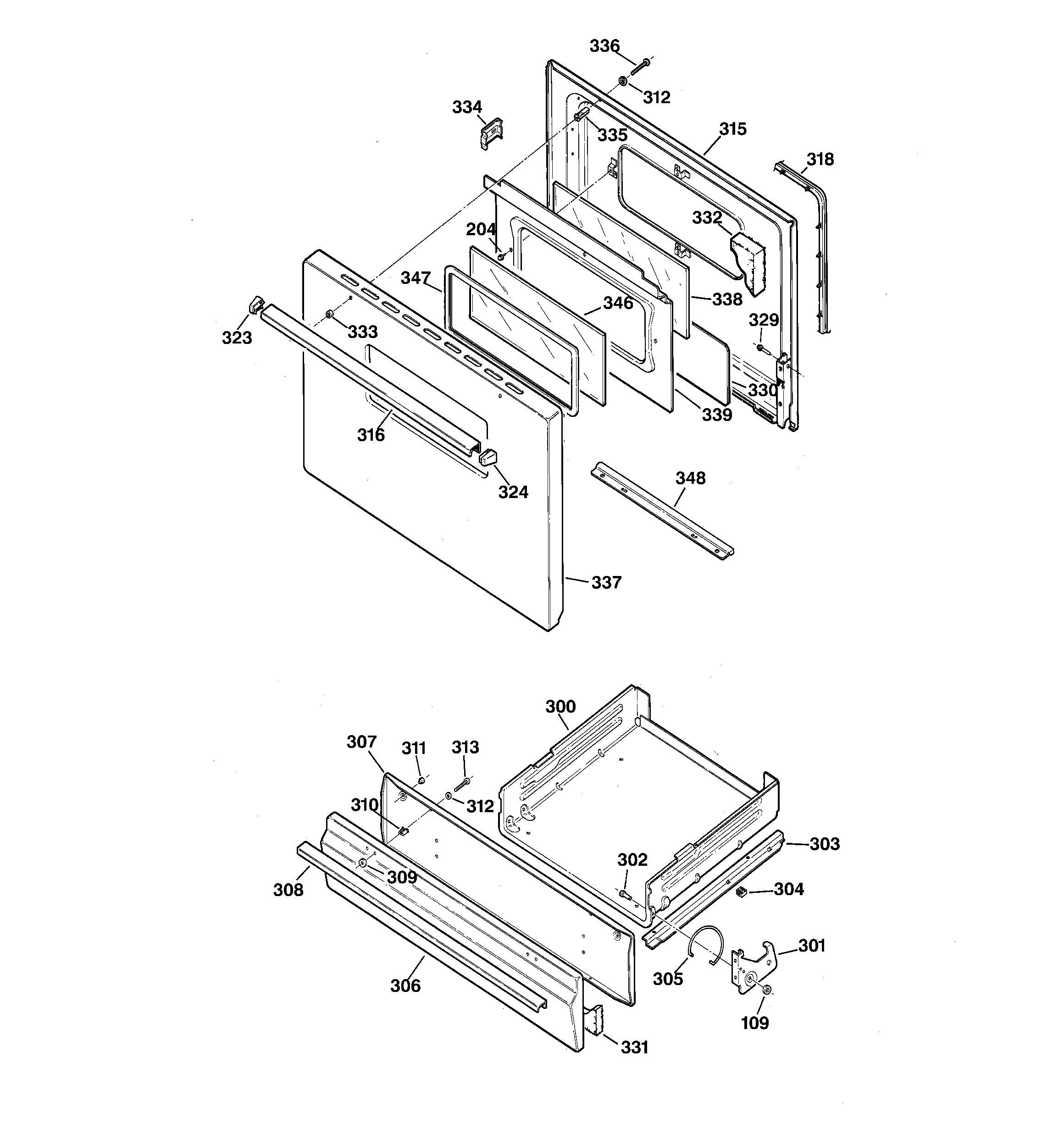 Kenmore 36271675891 door & drawer parts diagram