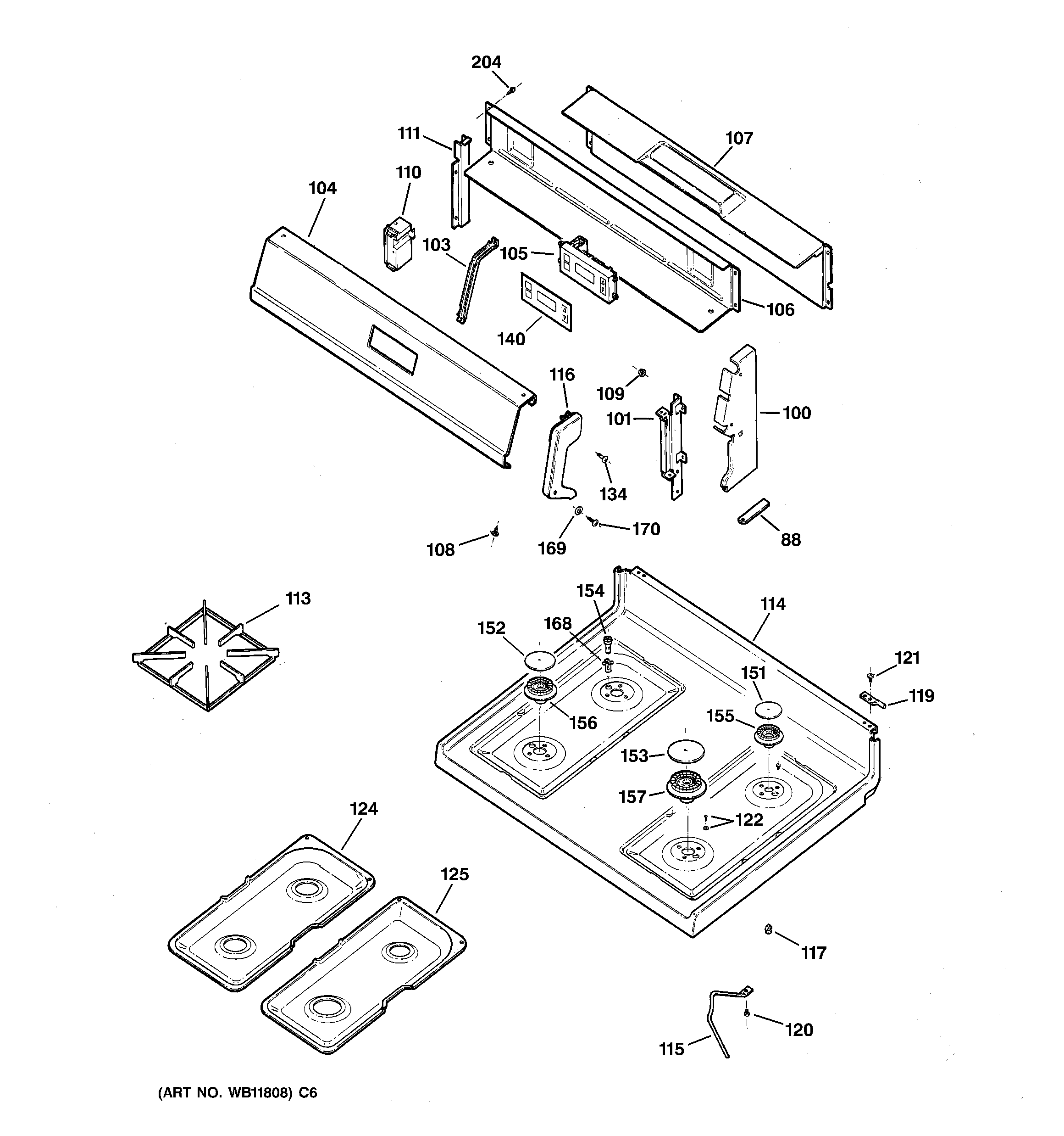 Kenmore 36272206892 control panel & cooktop diagram