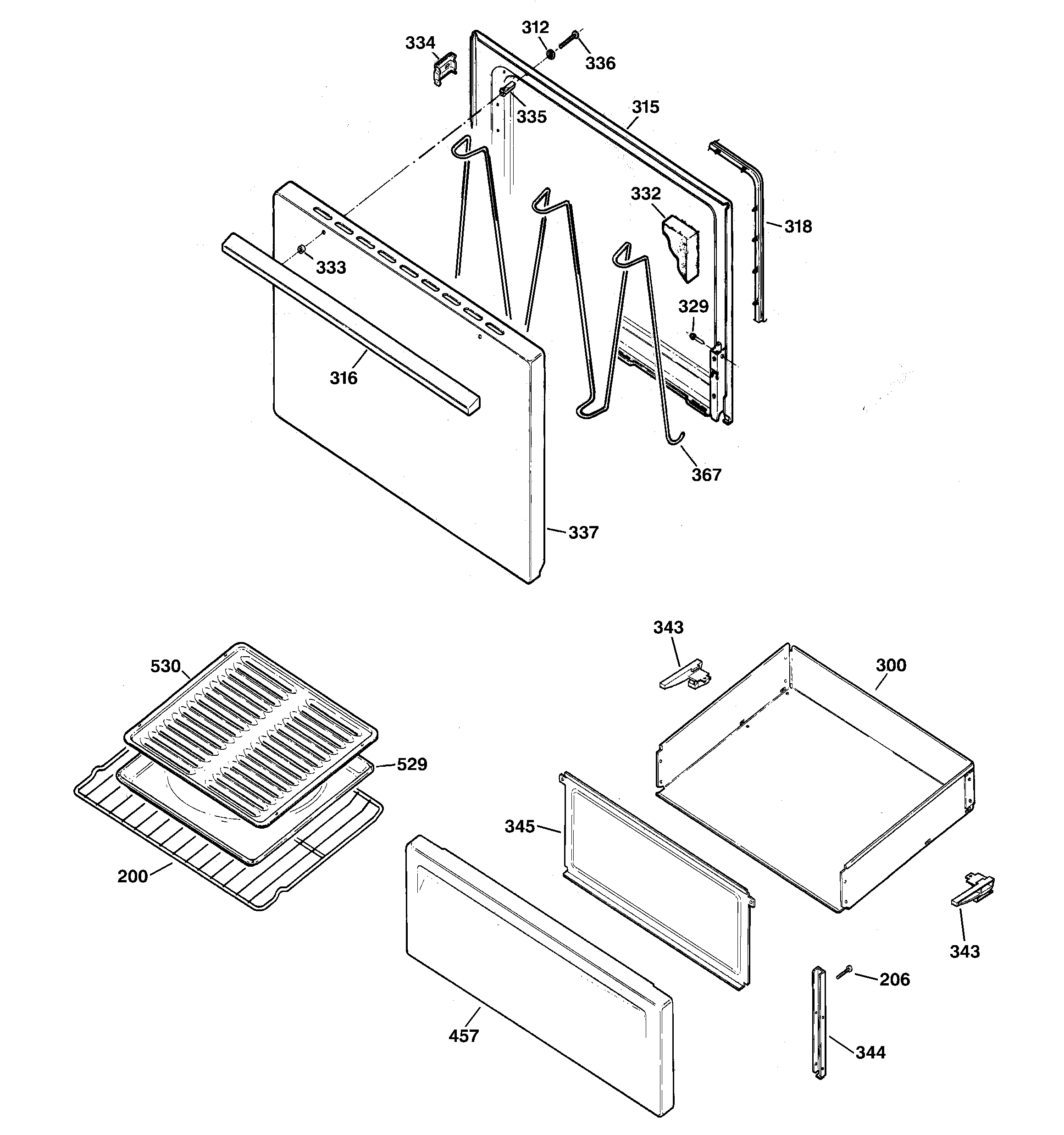 Kenmore 36262780103 door & drawer parts diagram