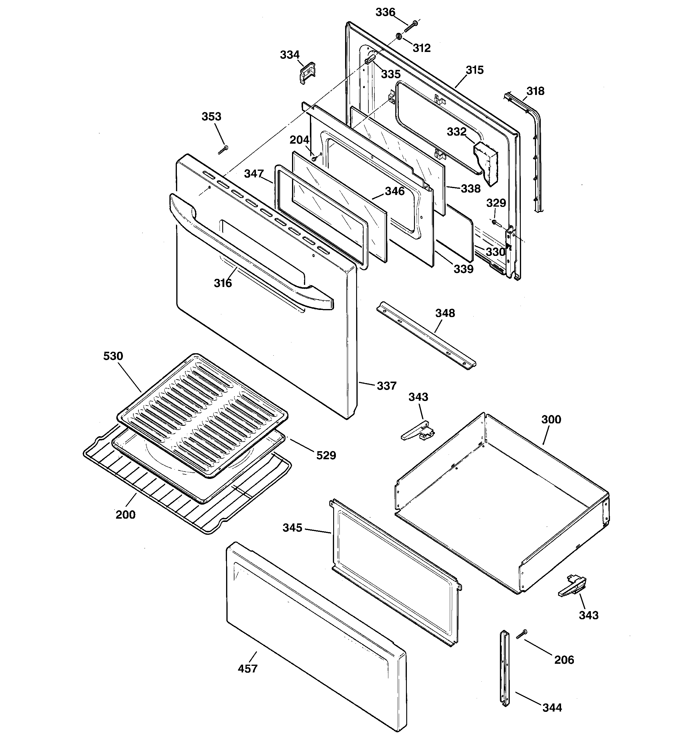 Kenmore 36292212301 door & drawer parts diagram