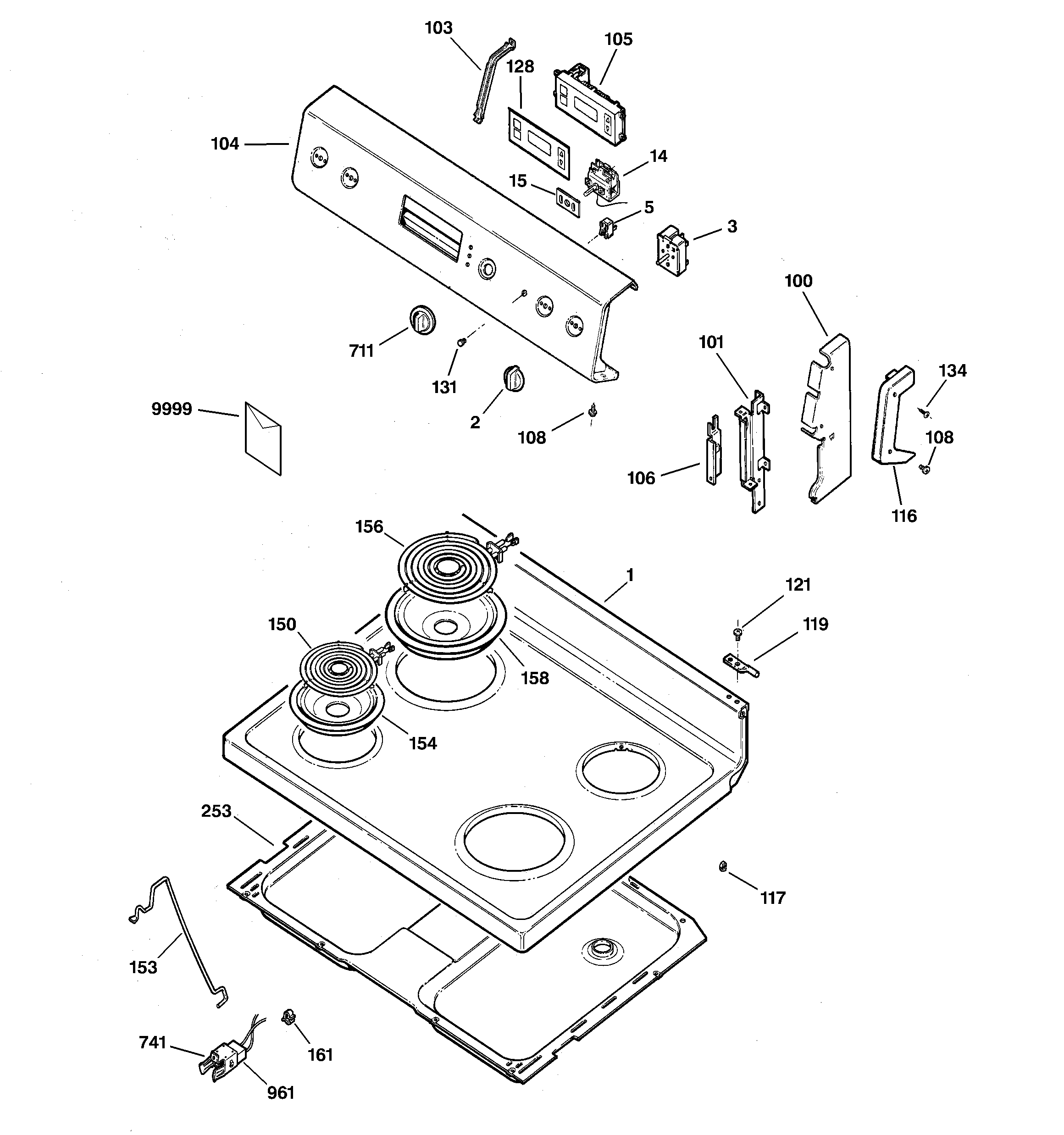 Kenmore 36291201004 control panel & cooktop diagram