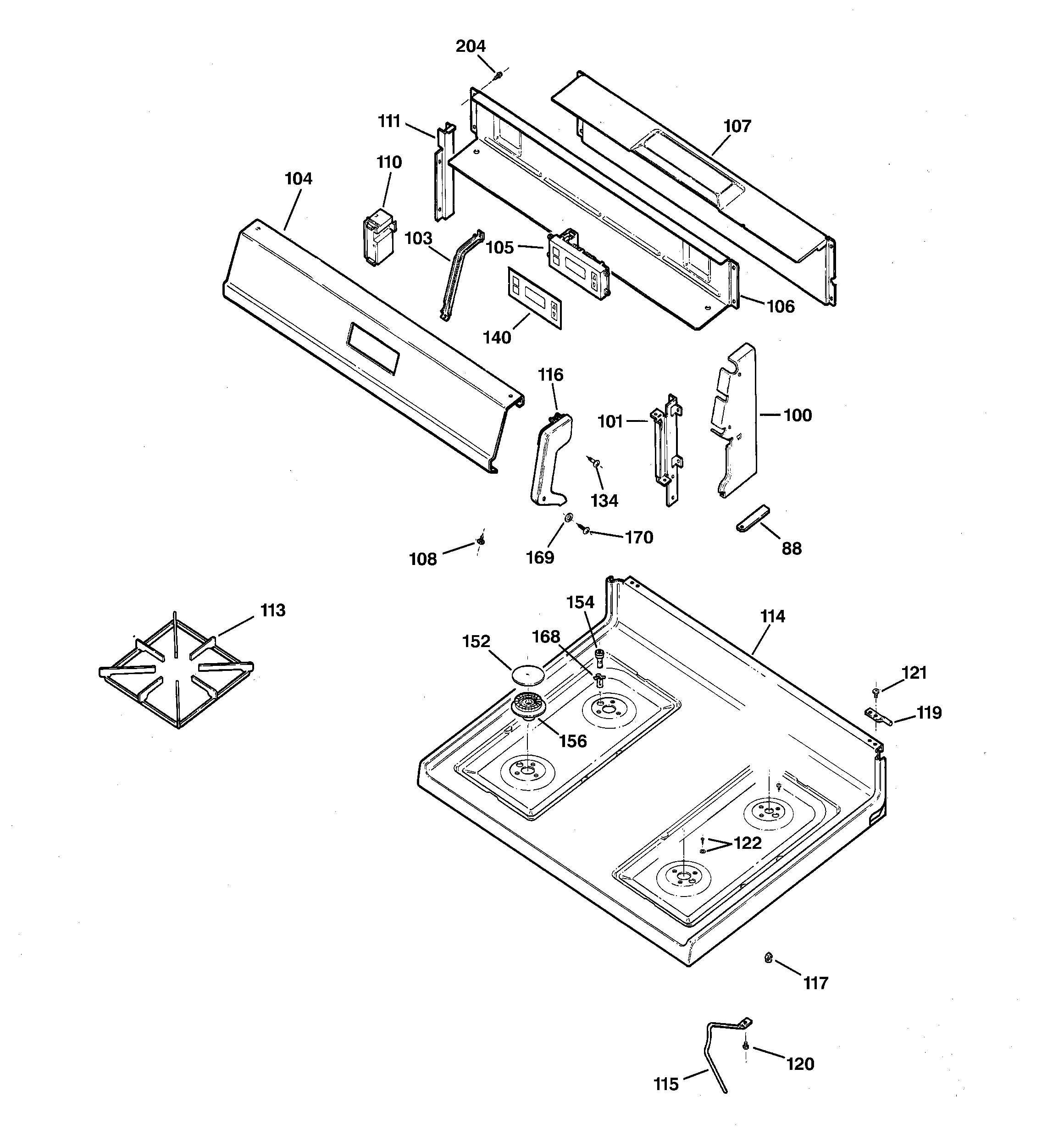 Kenmore 36272239201 control panel & cooktop diagram