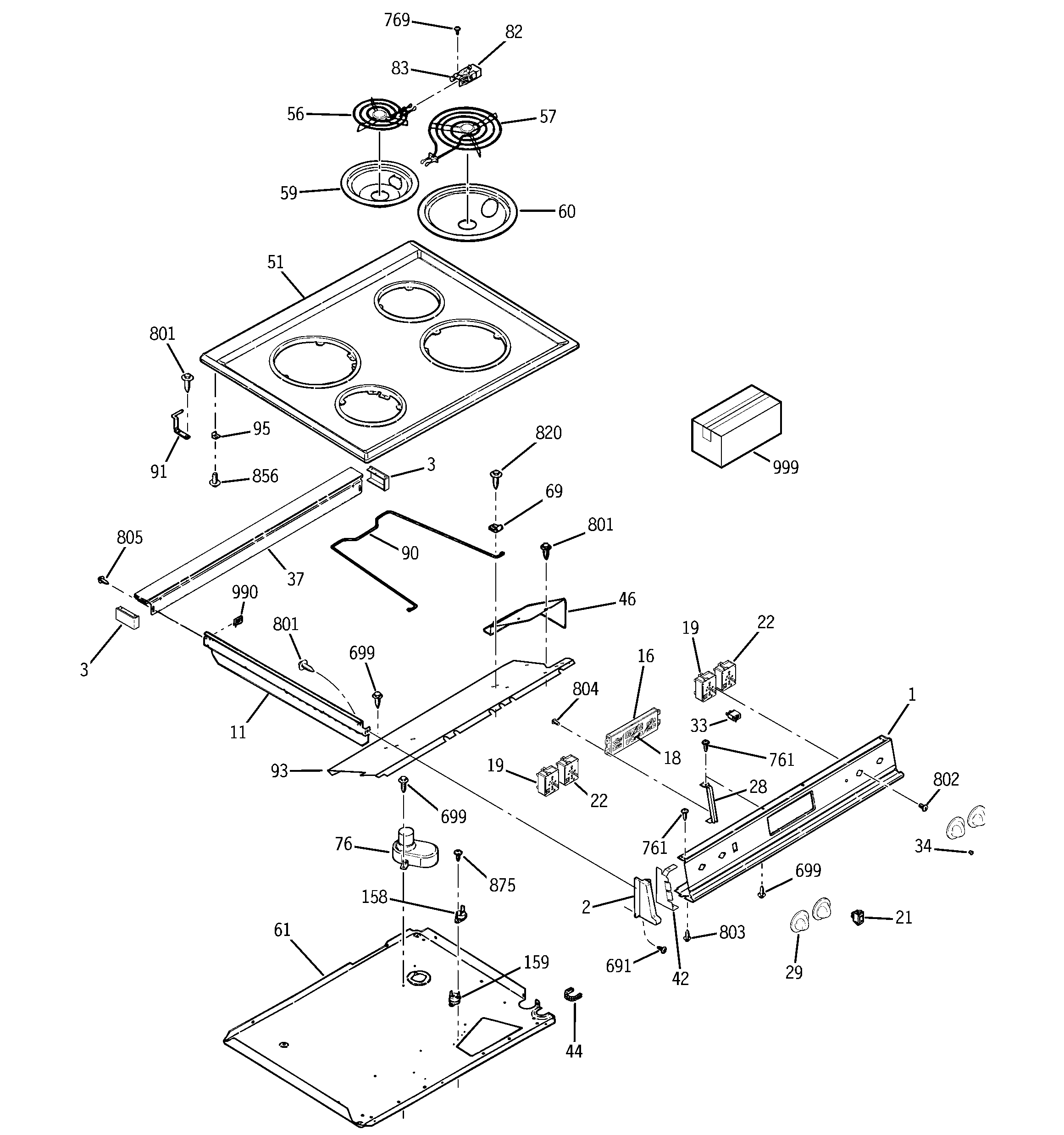 Kenmore 91146565097 control panel & cooktop diagram