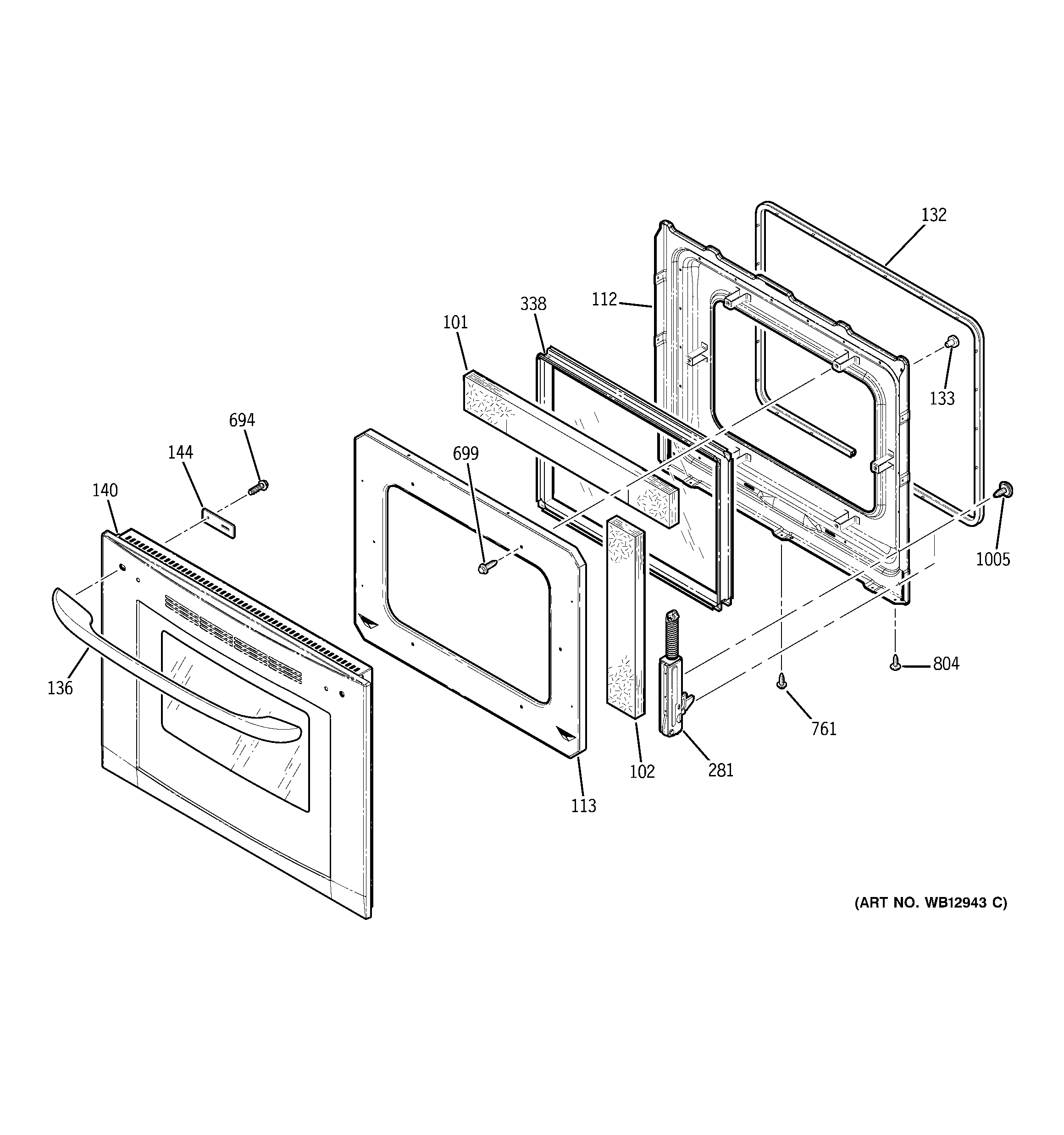 Kenmore 91147724201 lower door diagram