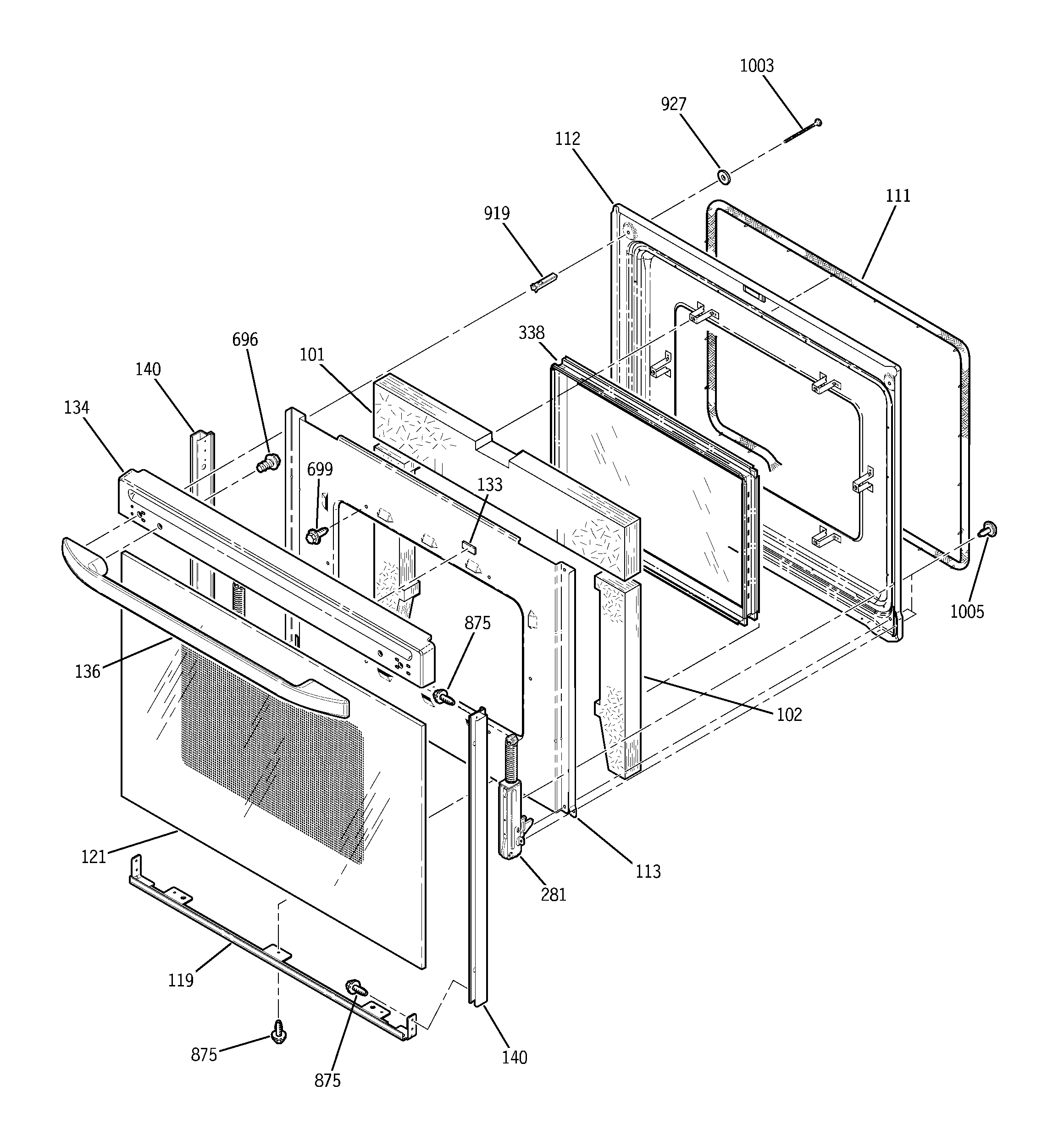 Kenmore 91193812301 door diagram