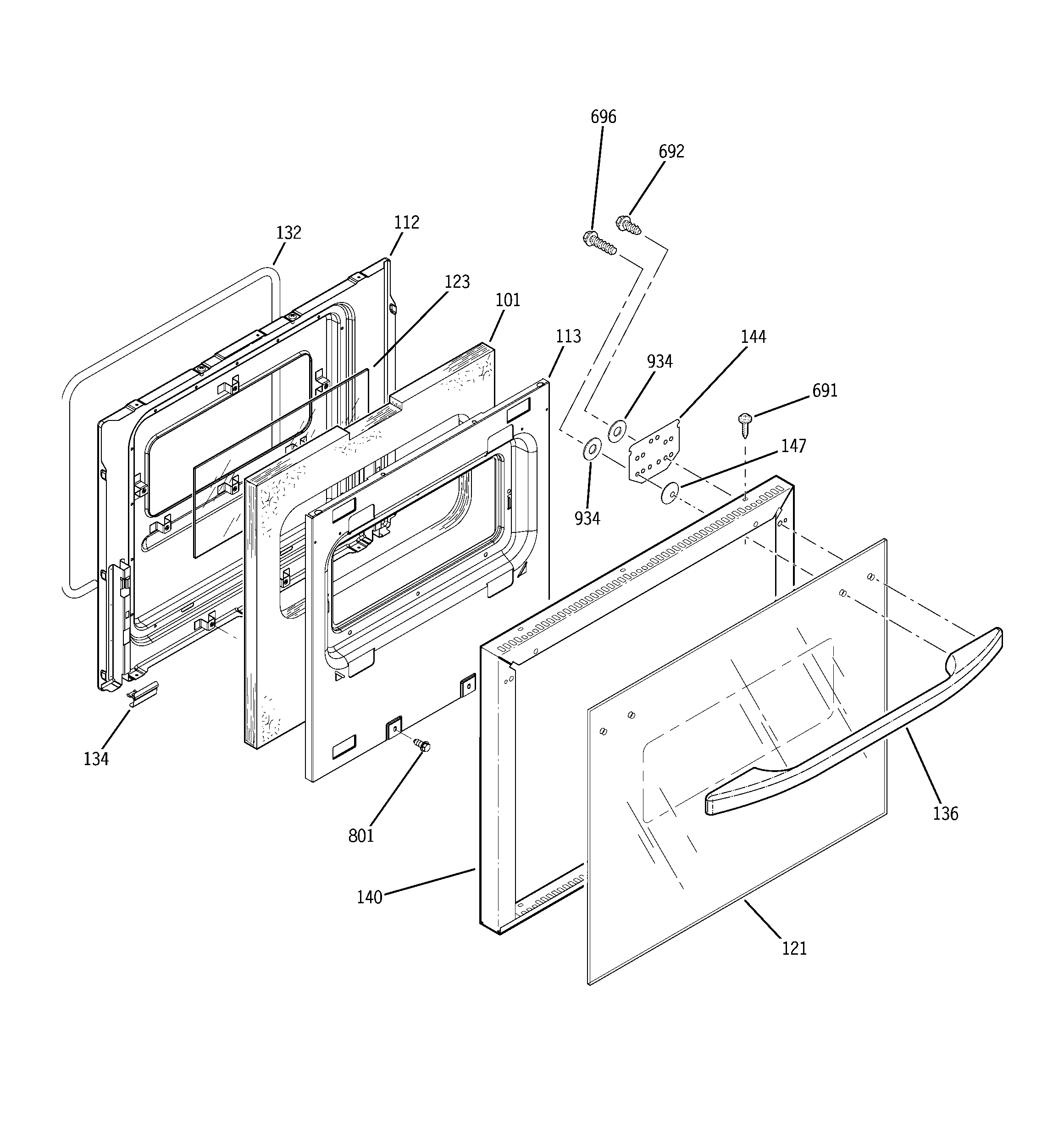 Kenmore 91143389400 lower door diagram