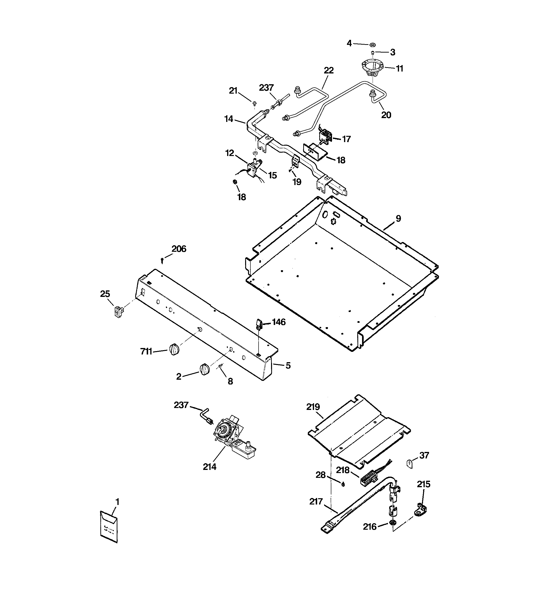 Kenmore 36273219204 gas & burner parts diagram