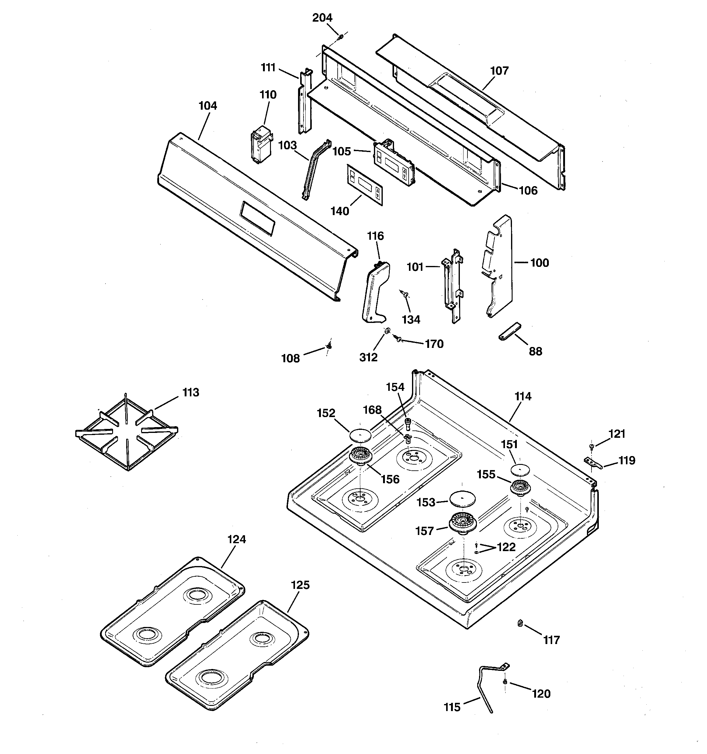 Kenmore 36272220204 control panel & cooktop diagram