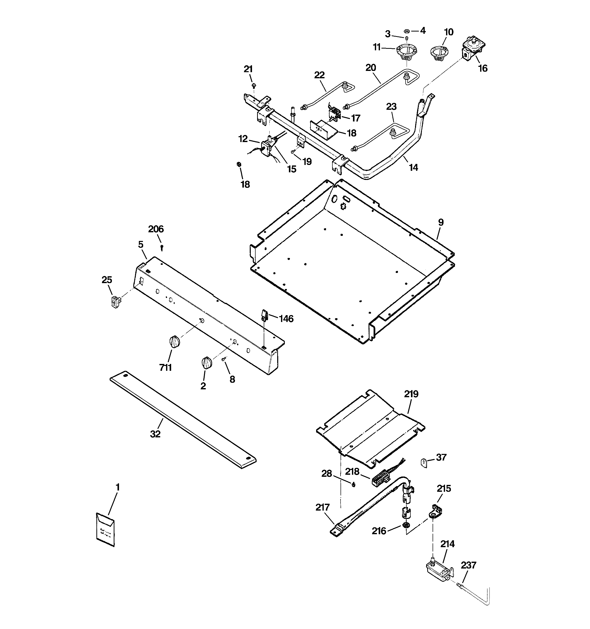 Kenmore 36272422201 gas & burner parts diagram