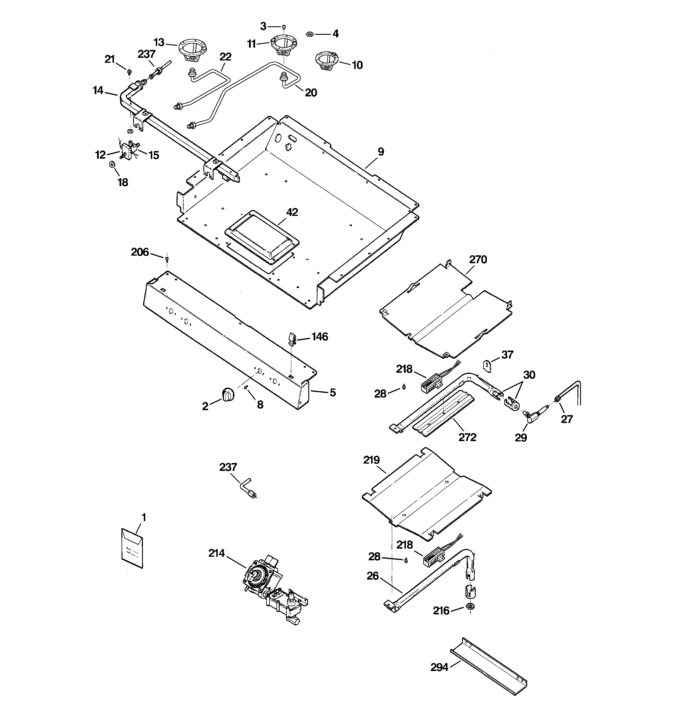 Kenmore 36275622302 gas & burner parts diagram