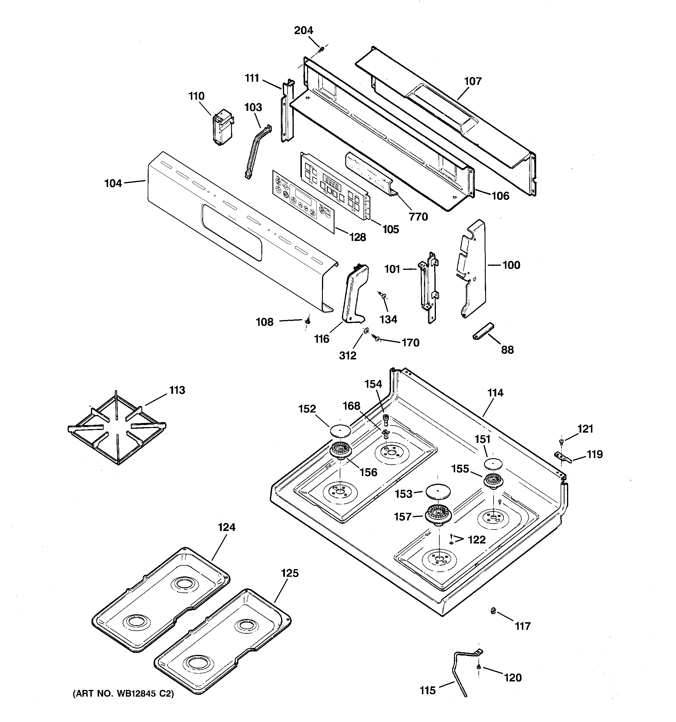 Kenmore 36275622302 control panel & cooktop diagram