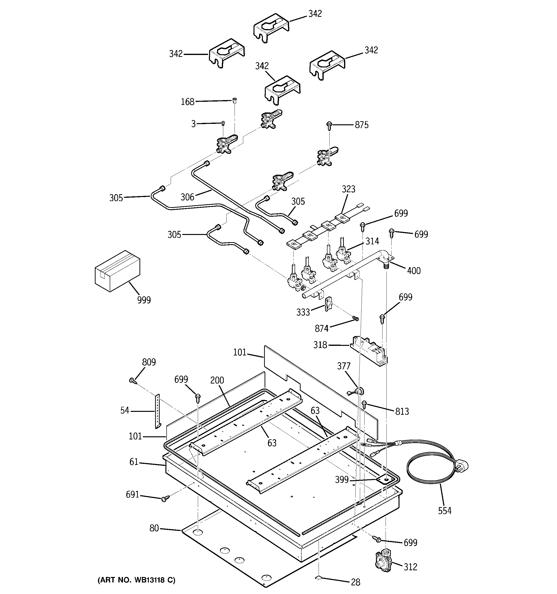 Kenmore Elite 91133203102 gas & burner parts diagram