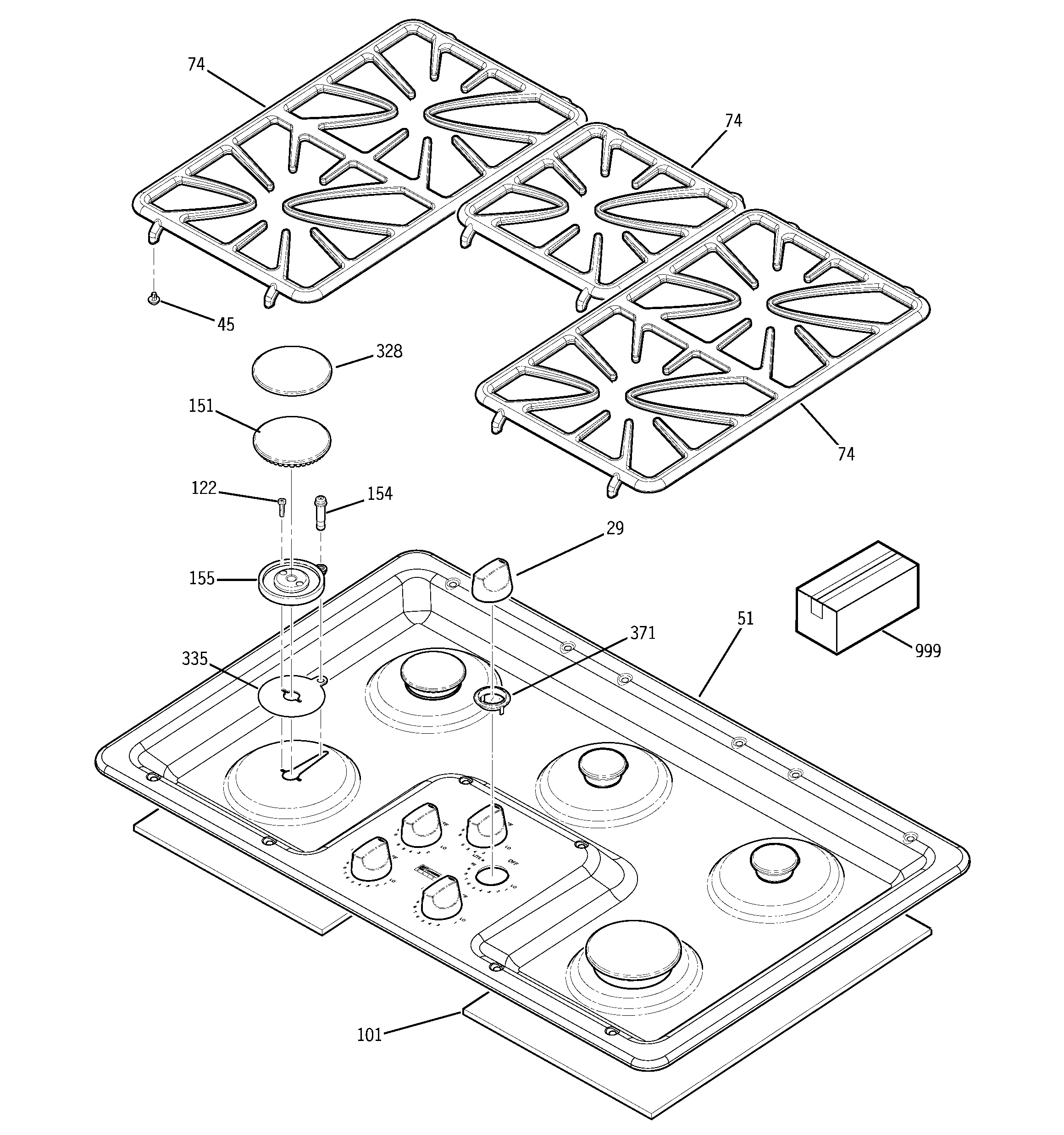 Kenmore Elite 91133219102 control panel & cooktop diagram