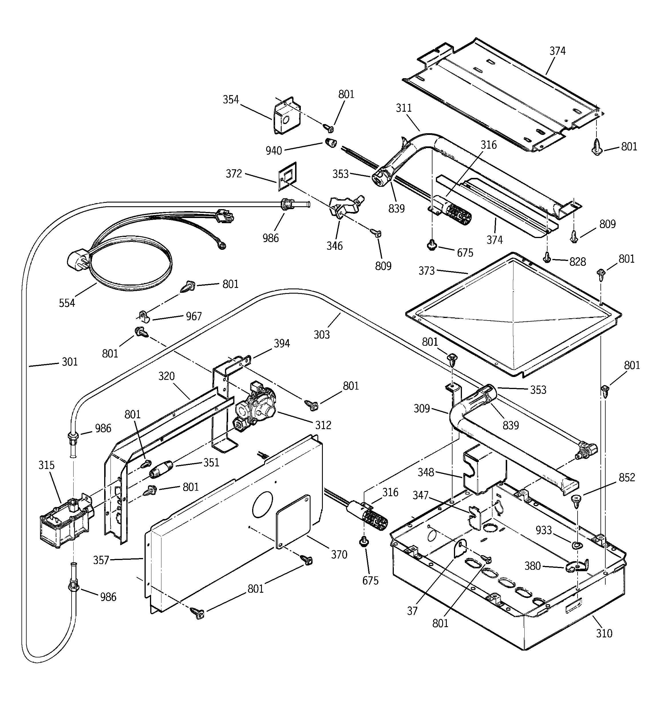 Kenmore 91133464400 gas & burner parts diagram