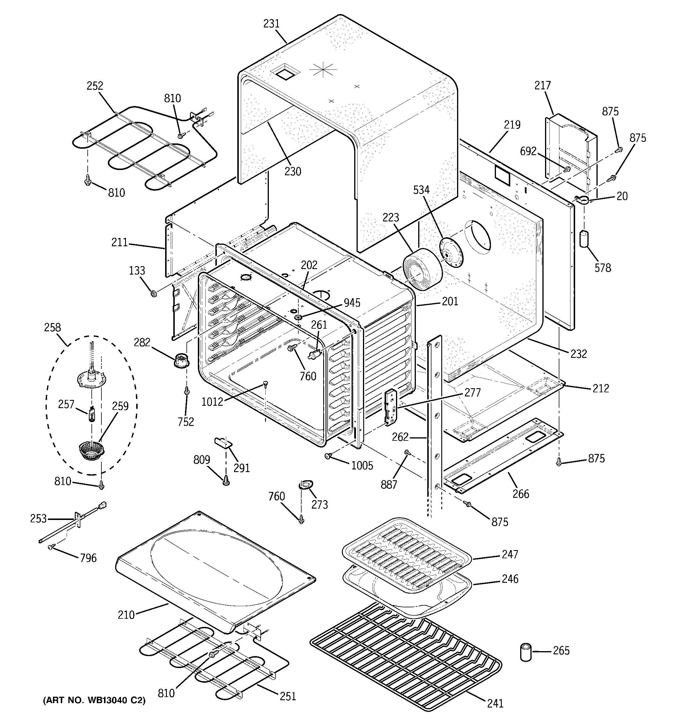 Kenmore 91149054202 upper body diagram
