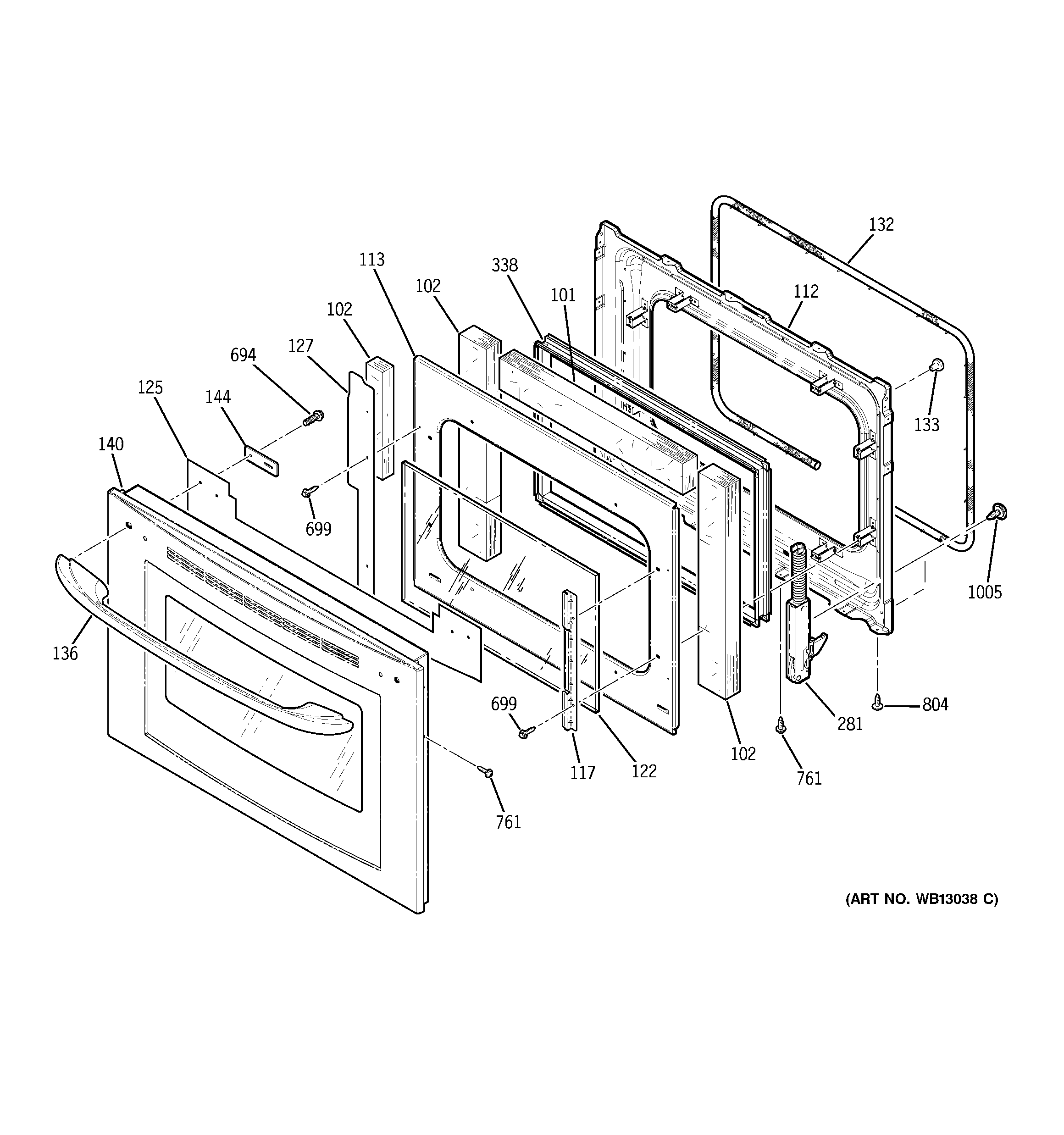 Kenmore 91149054202 door (model 911.49053202) diagram