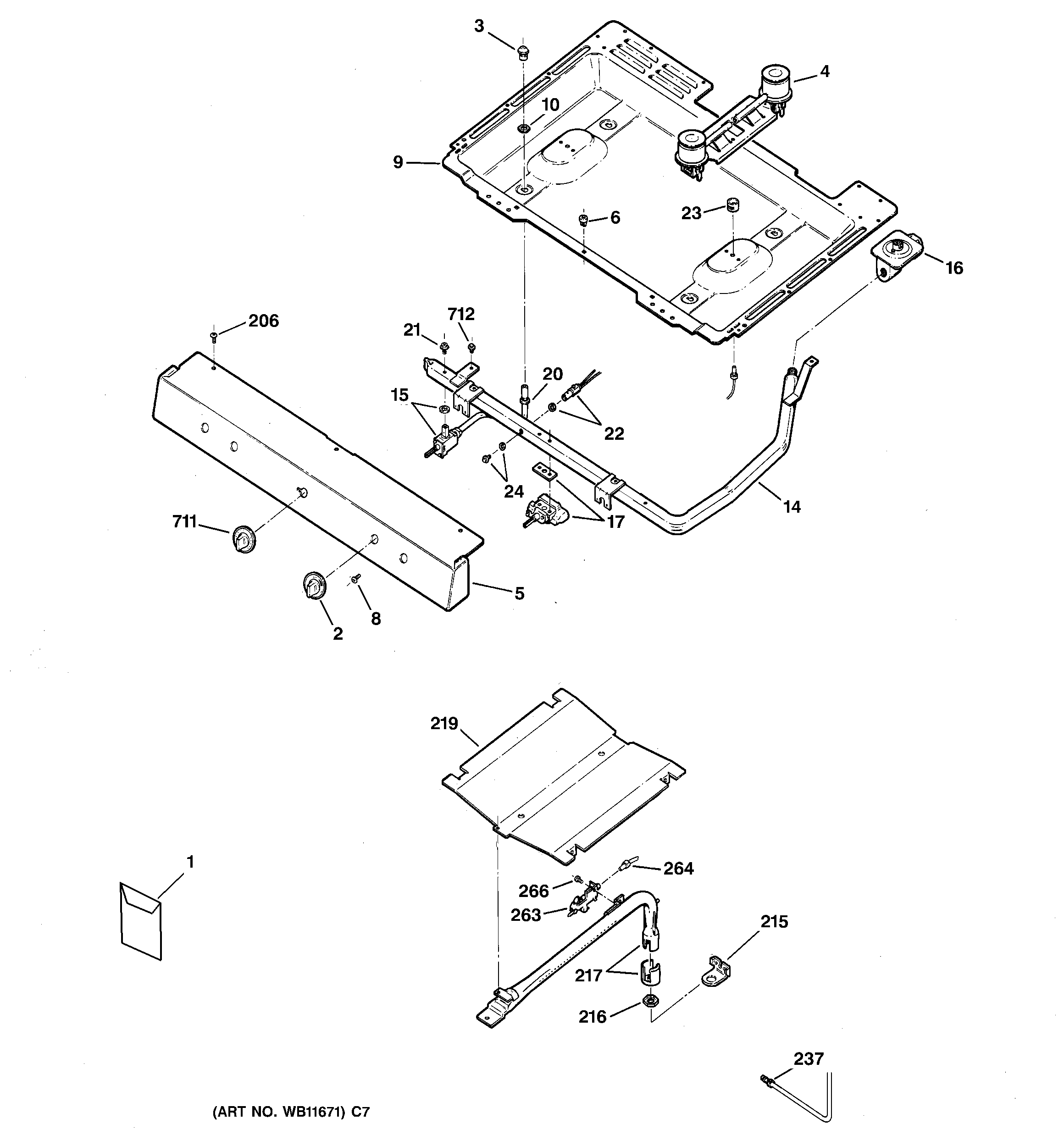 Kenmore 36262020301 gas & burner parts diagram