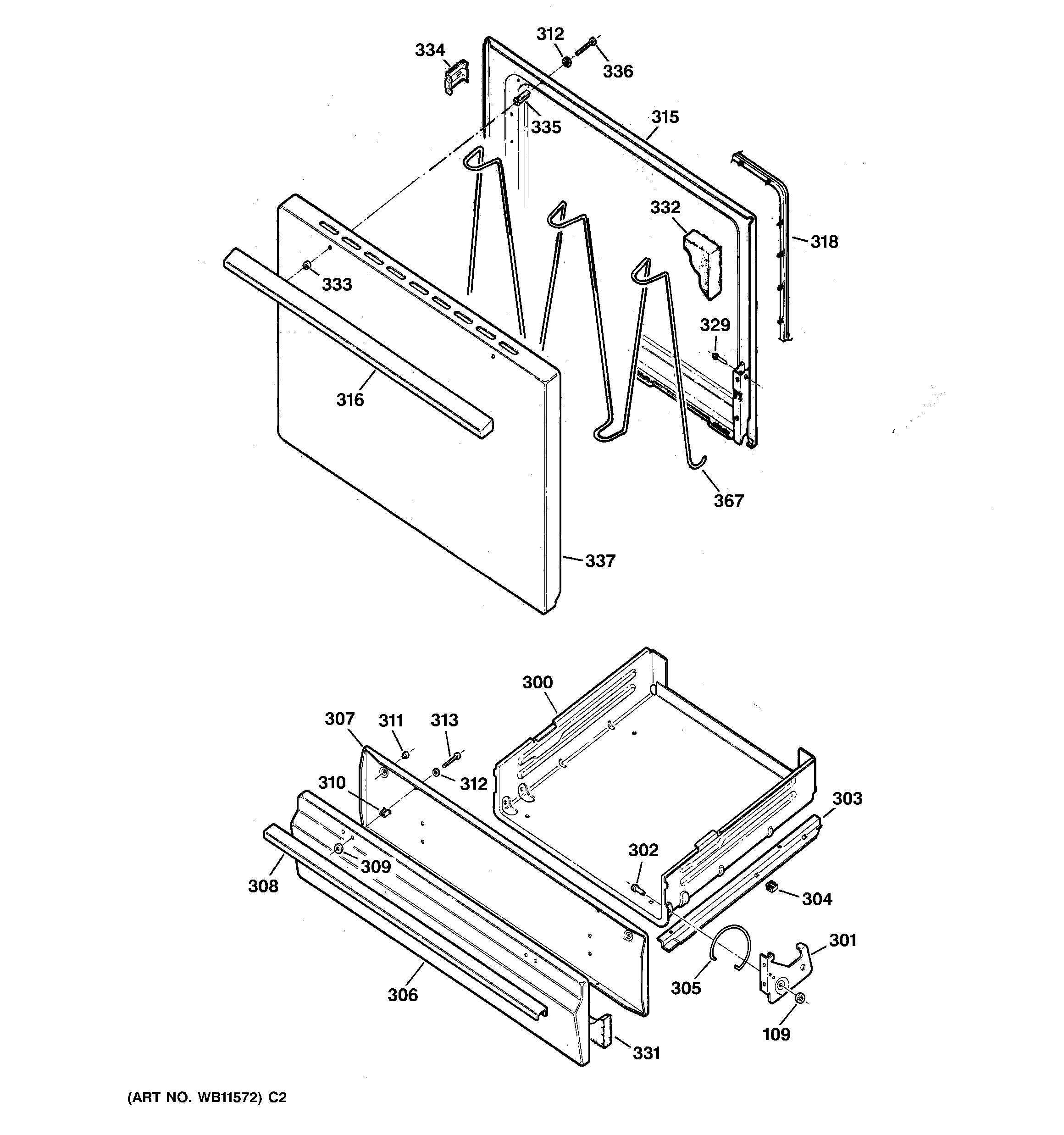 Kenmore 36262020301 door & drawer parts diagram