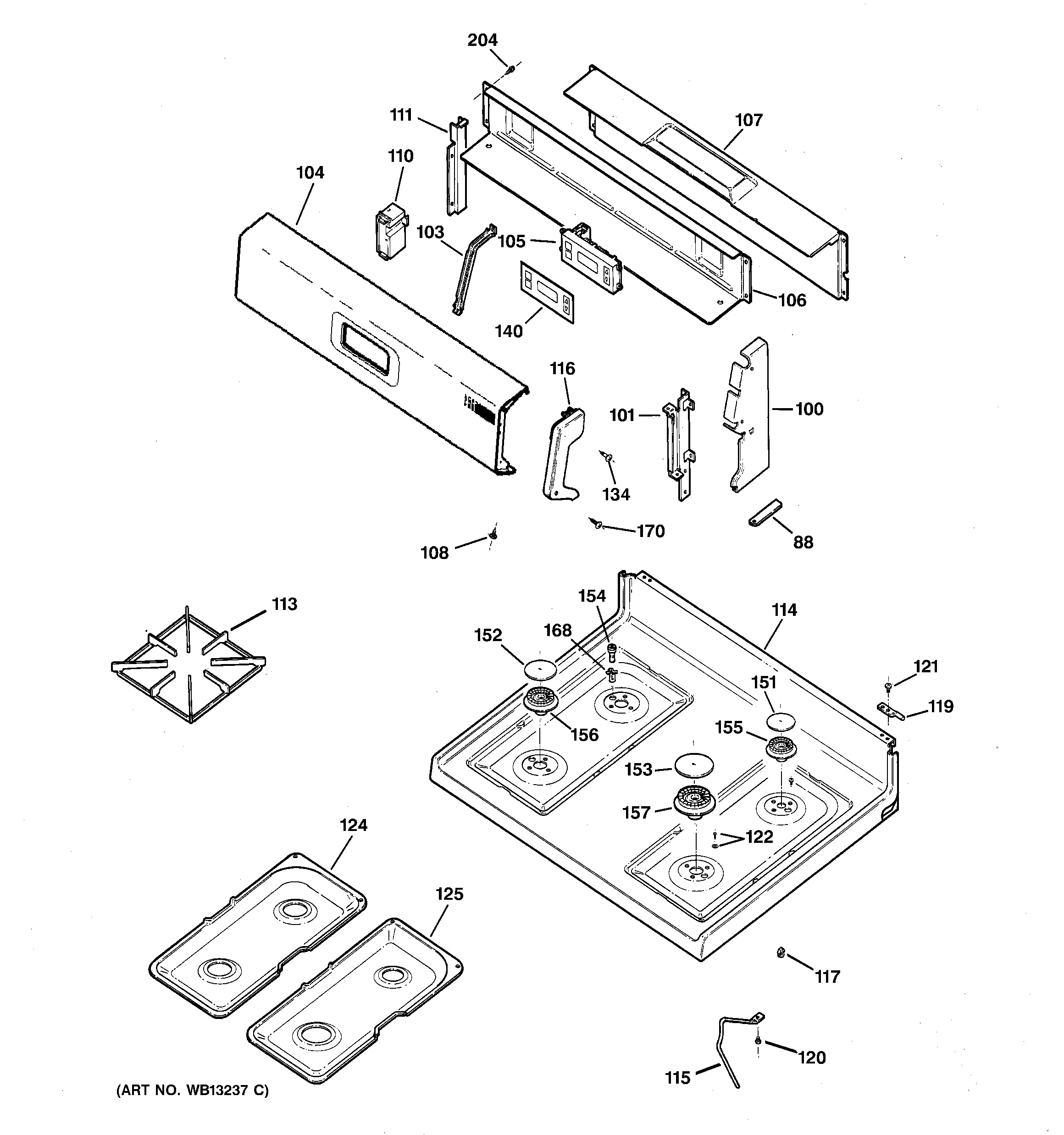 Kenmore 36272224203 control panel & cooktop diagram