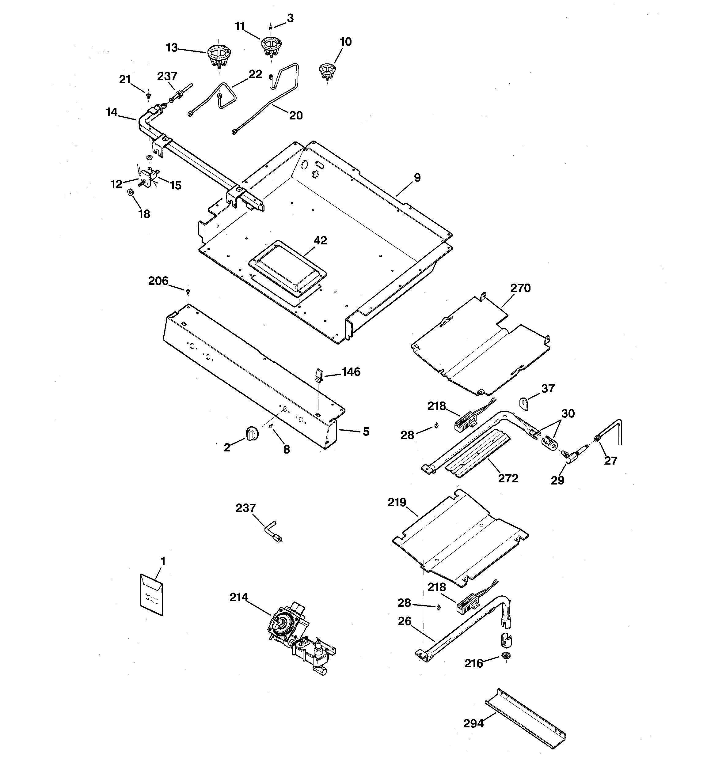 Kenmore 36275621301 gas & burner parts diagram