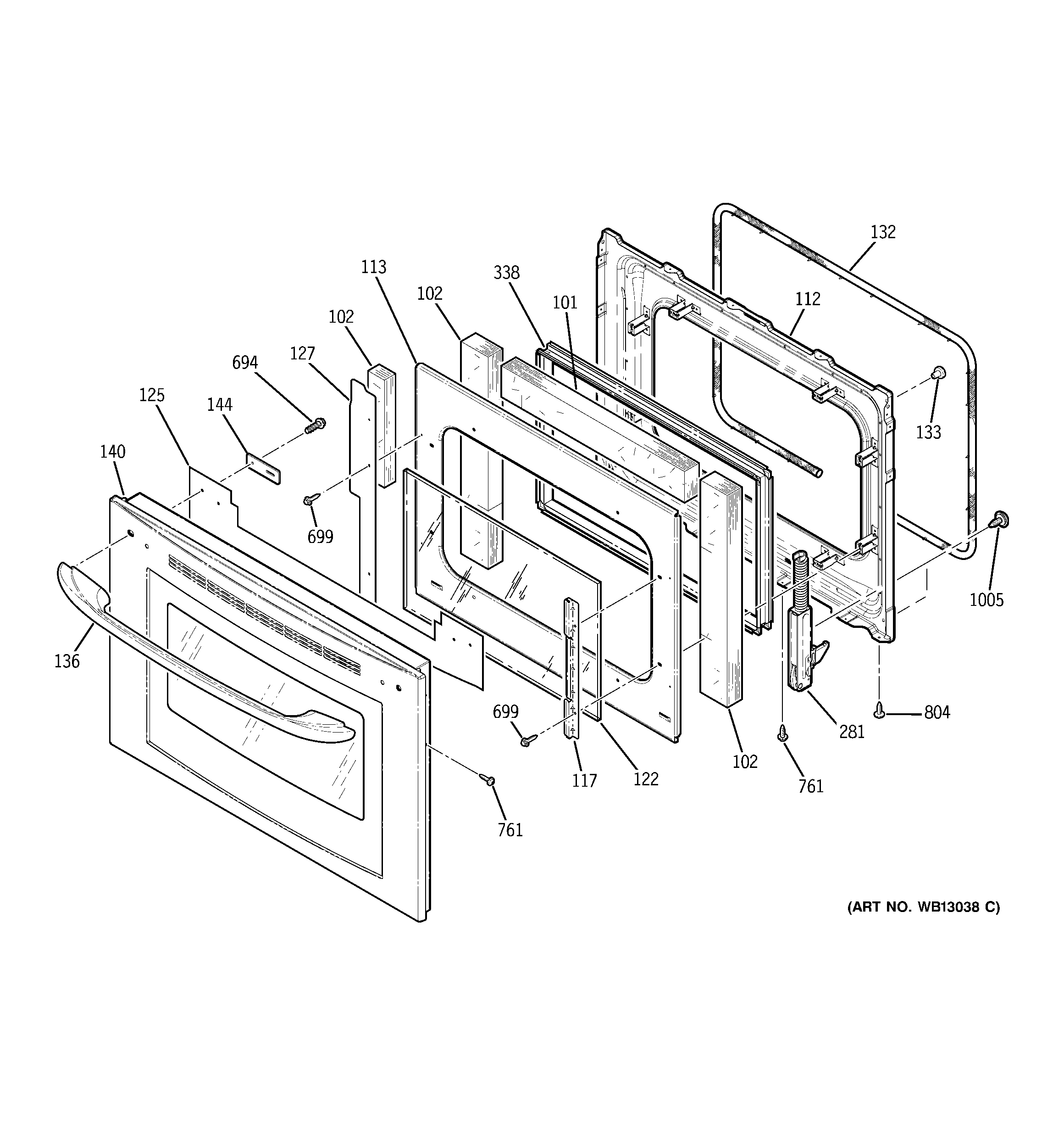 Kenmore 91149042200 stainless steel door diagram