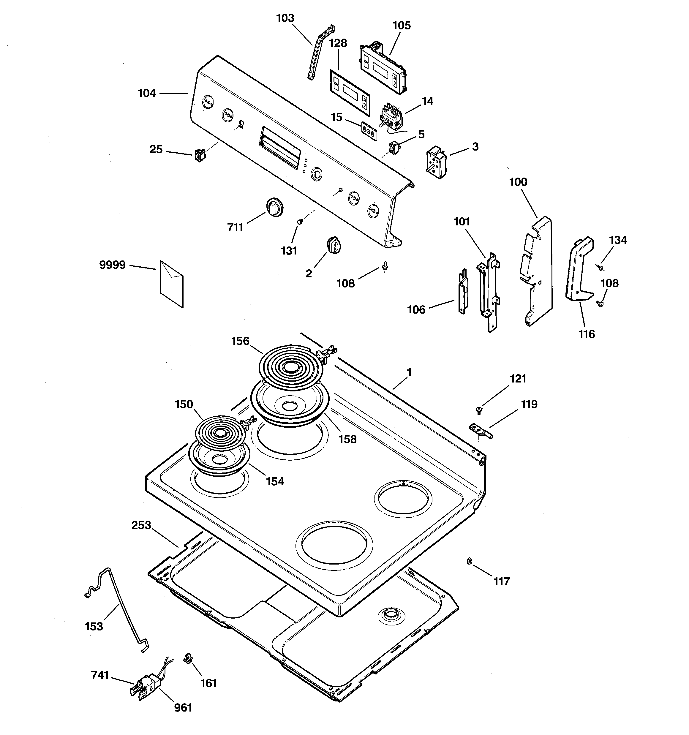 Kenmore 36293214300 control panel & cooktop diagram
