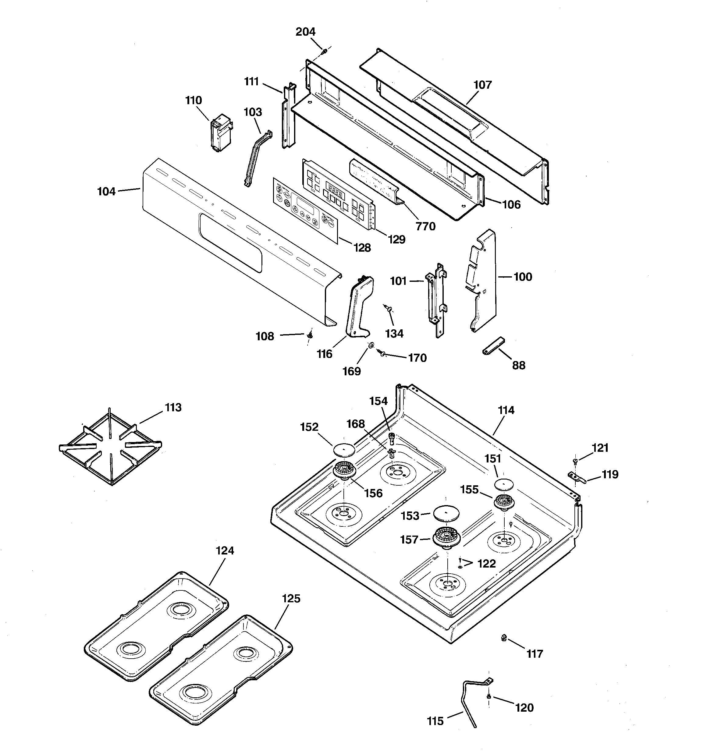 Kenmore 36274620300 control panel & cooktop diagram