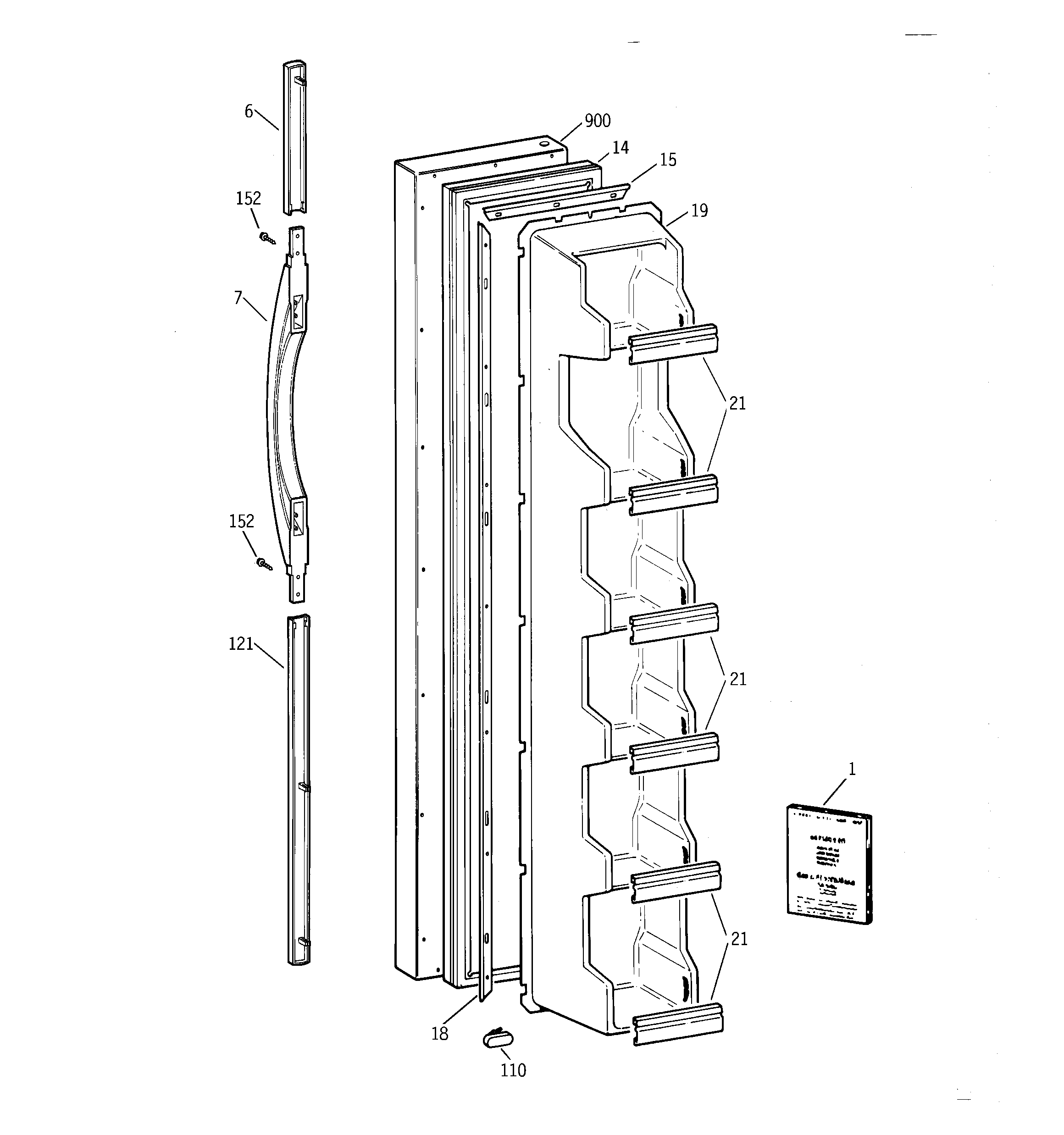 Kenmore 36348047892 freezer door diagram