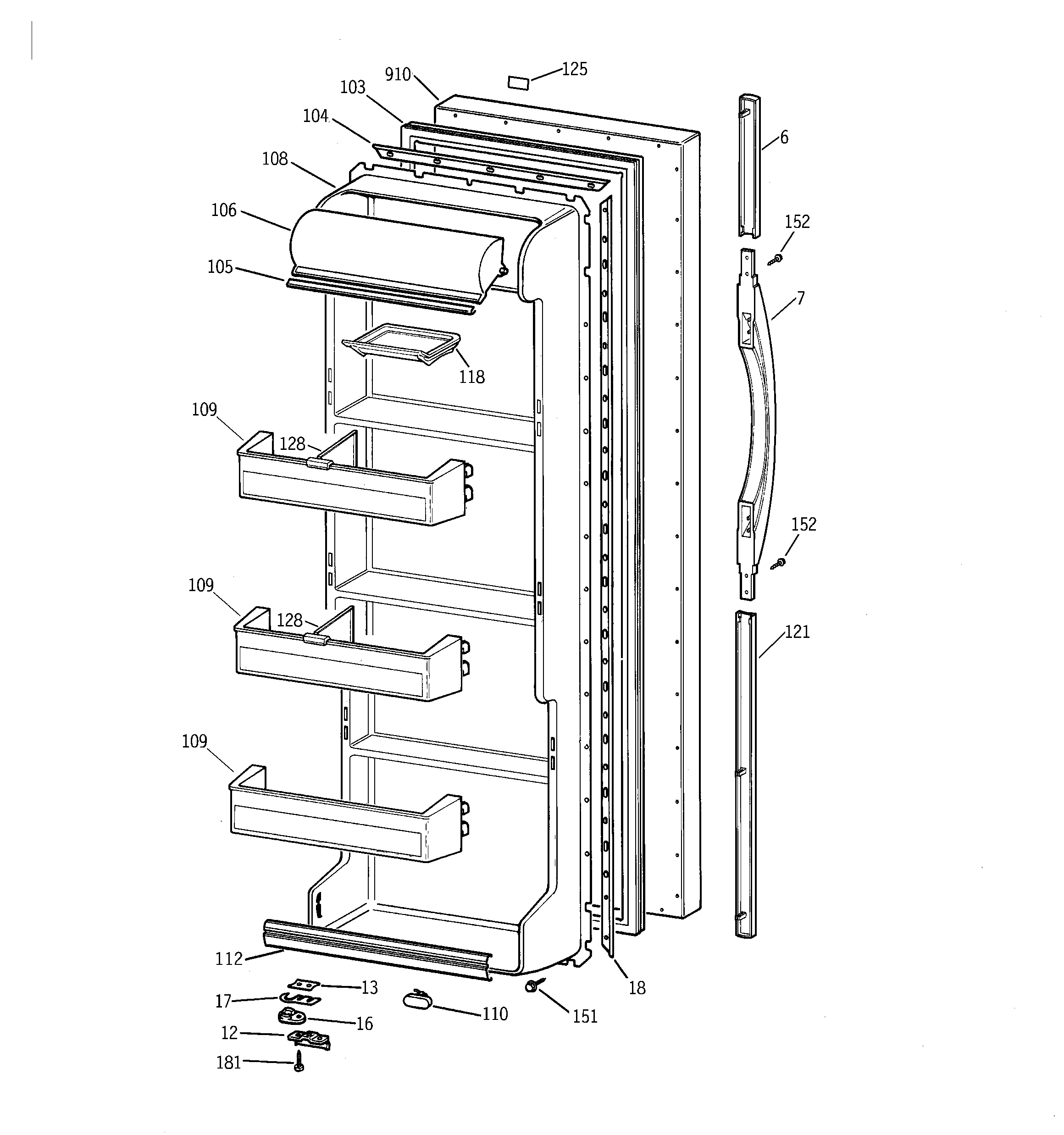 Kenmore 36348047892 fresh food door diagram