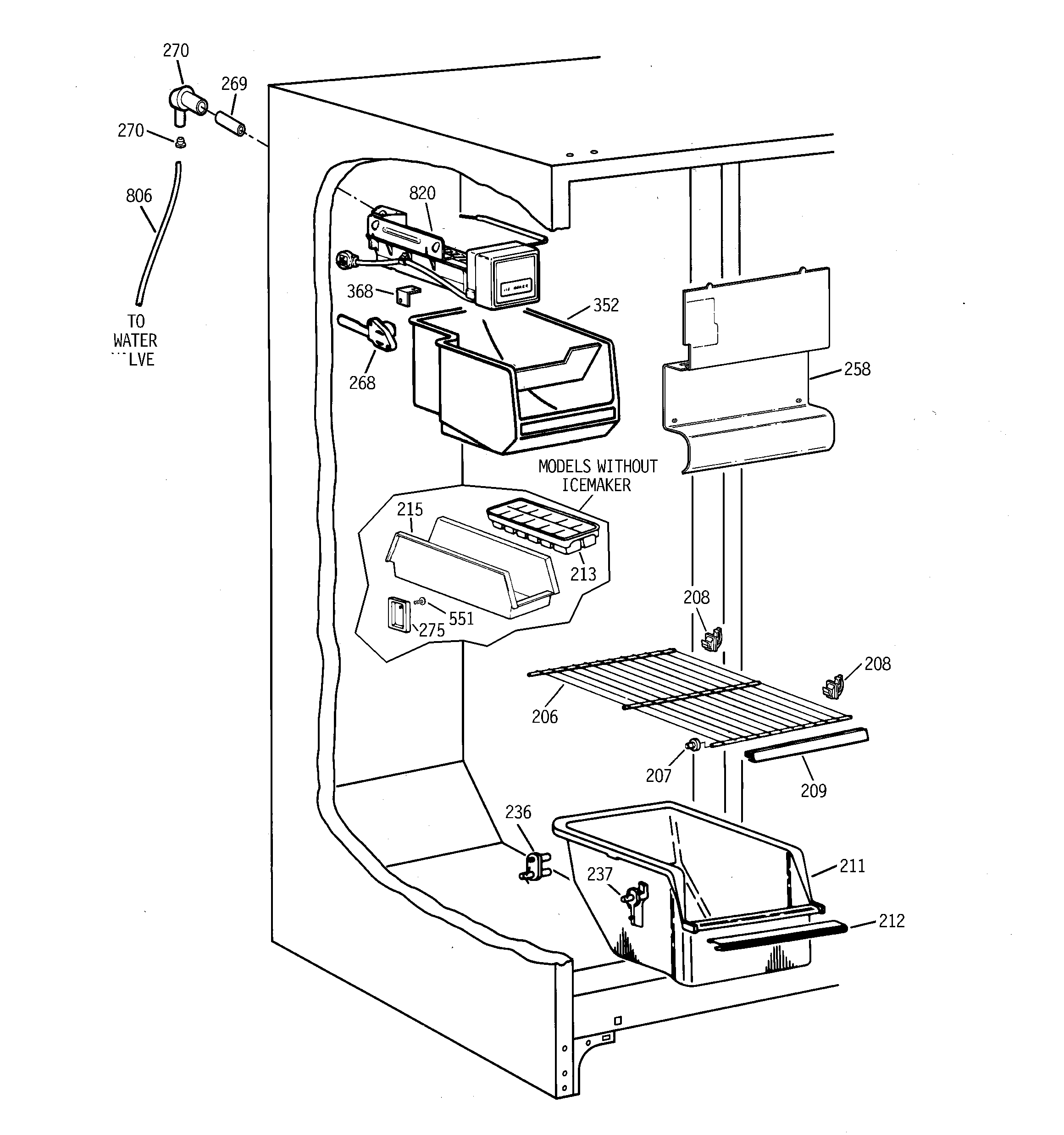 Kenmore 36348047892 freezer section diagram