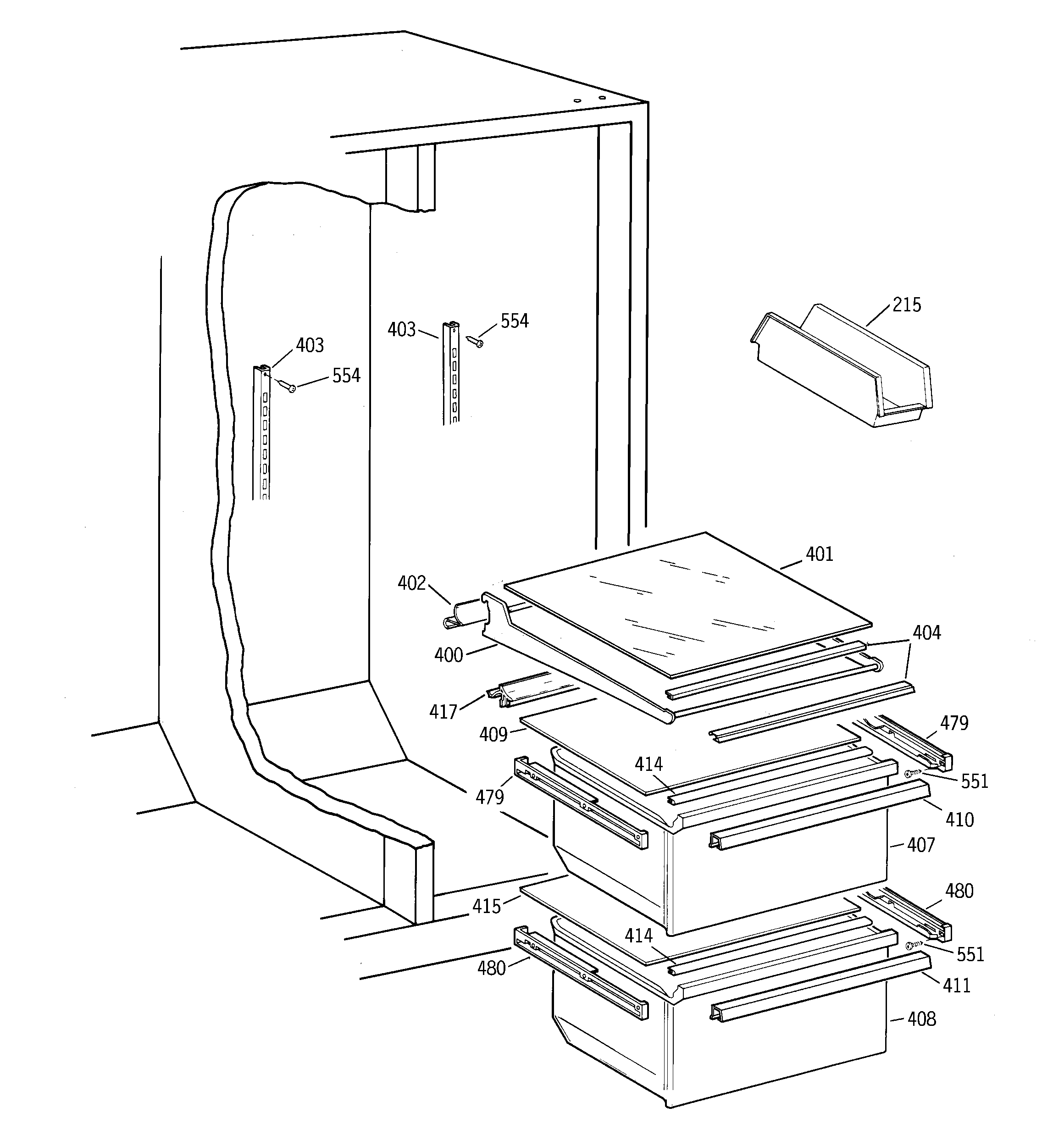 Kenmore 36348047892 fresh food section diagram