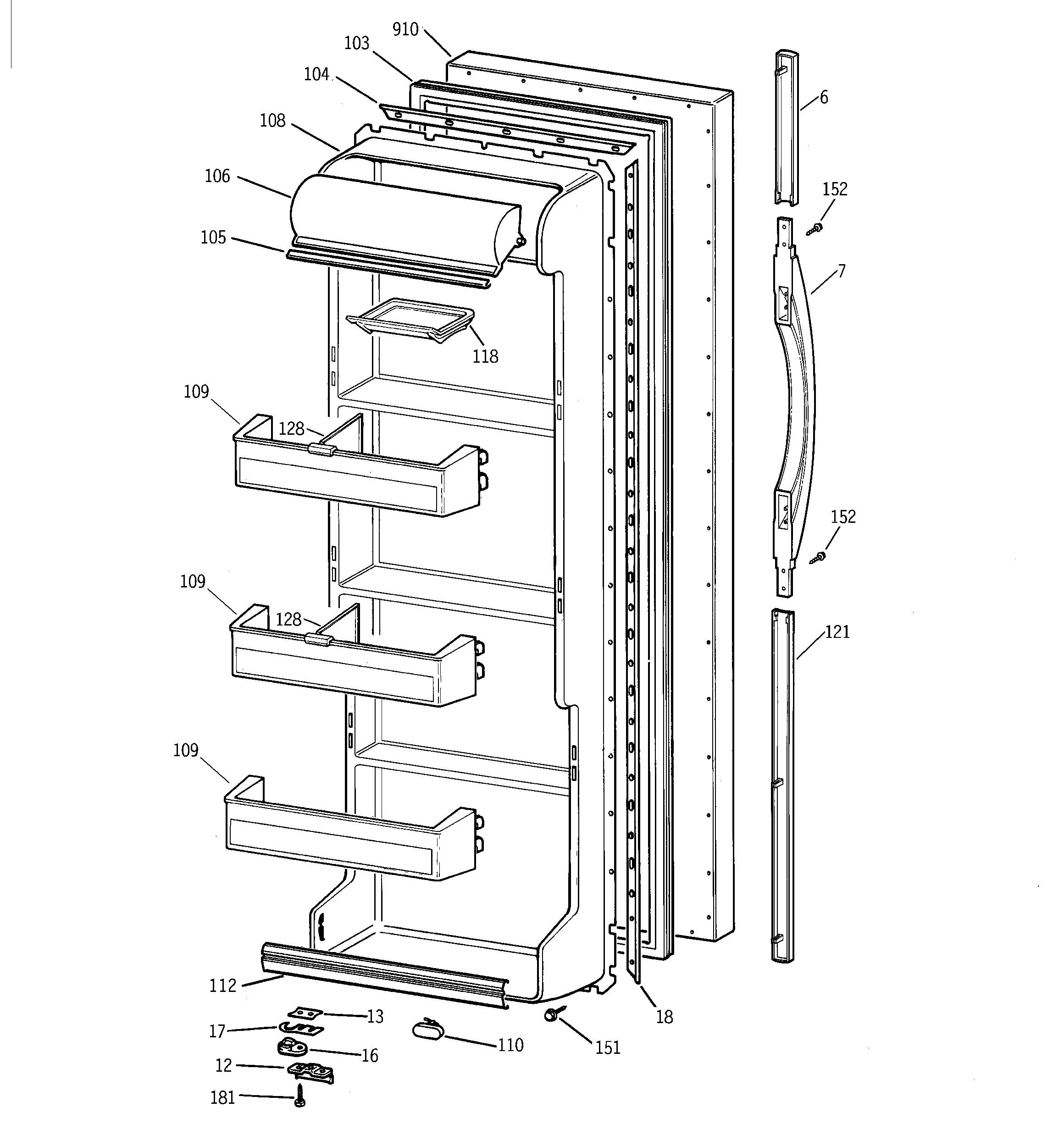 Kenmore 36358062892 fresh food door diagram