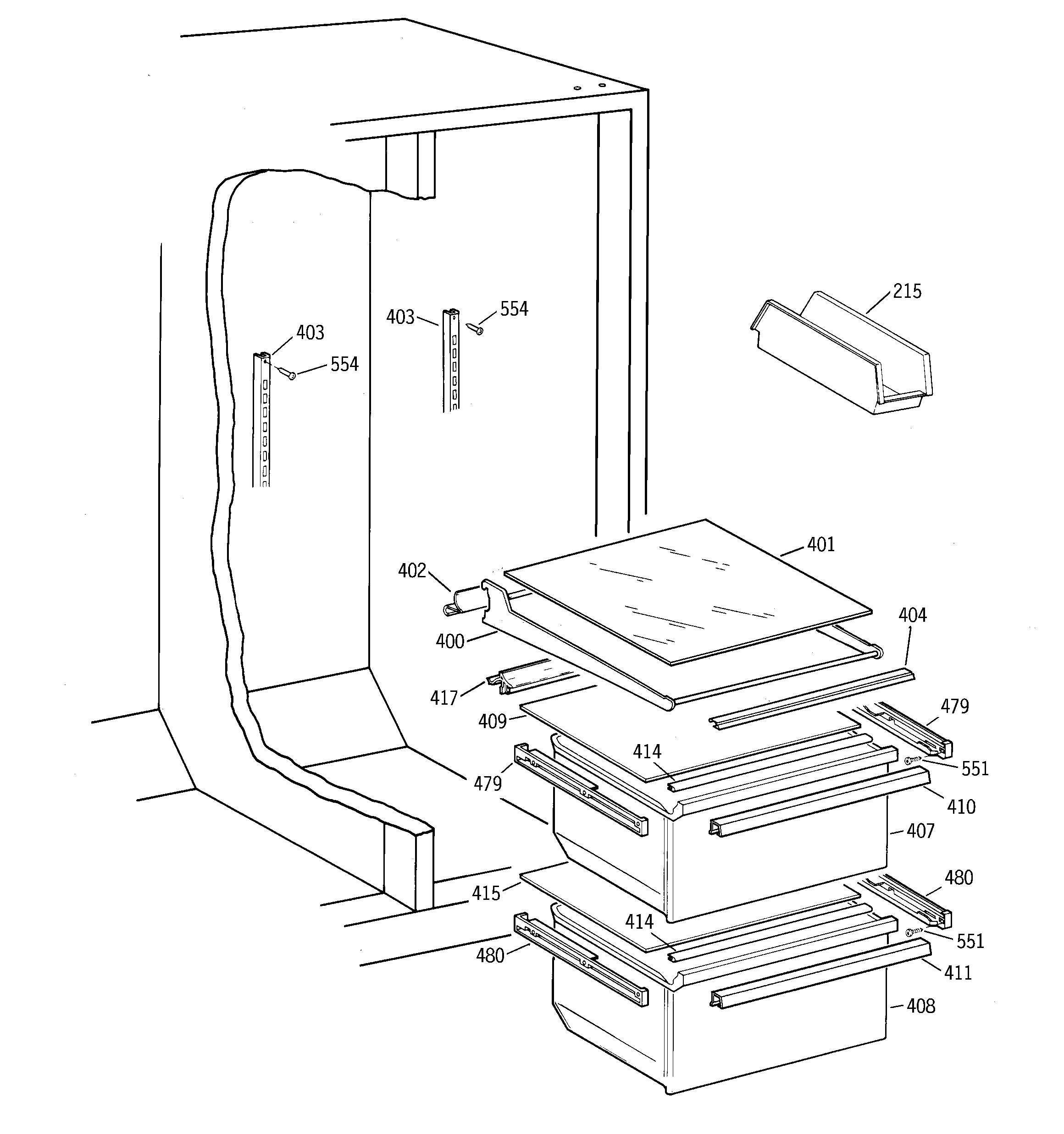 Kenmore 36358062892 fresh food section diagram