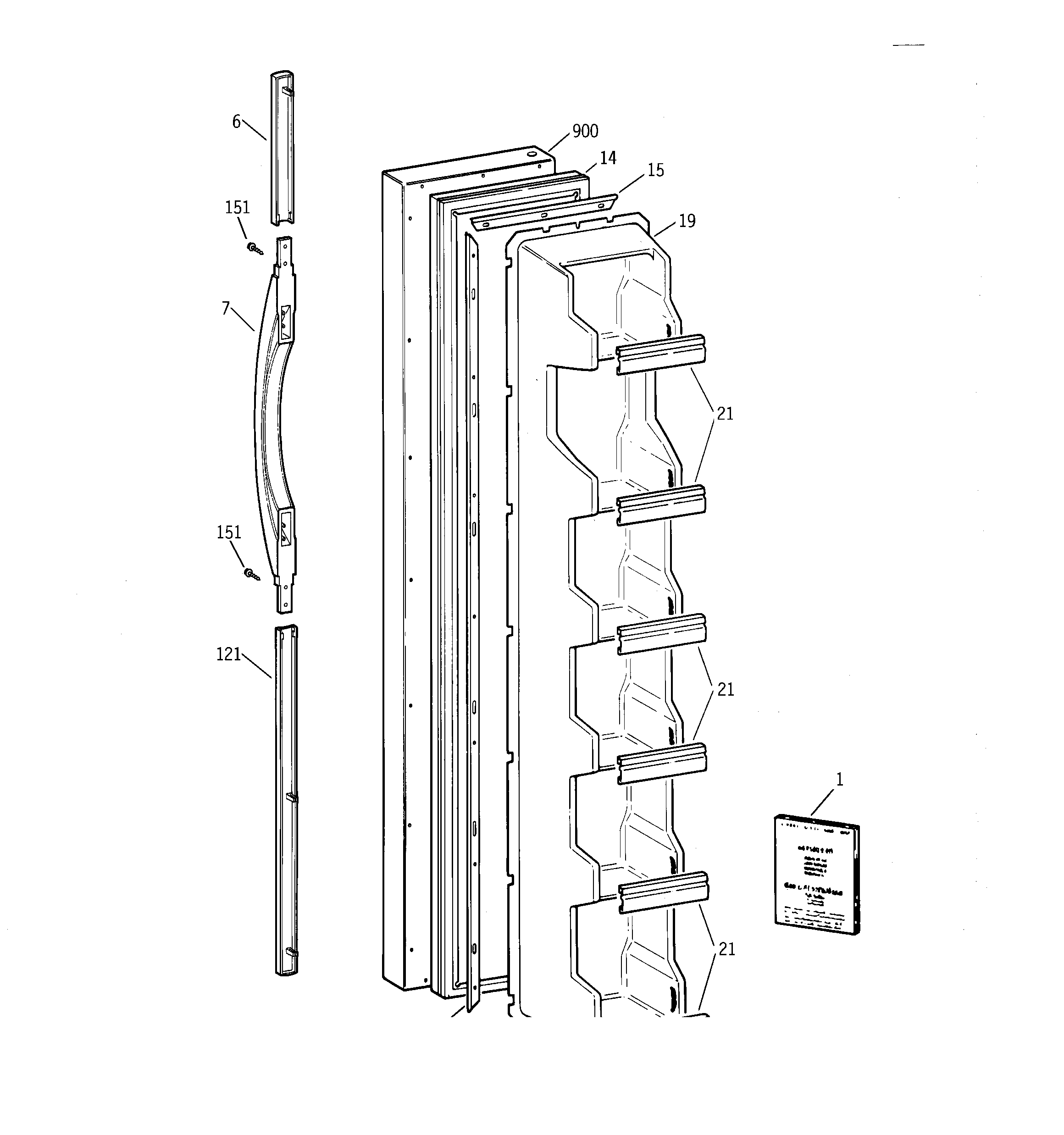 Kenmore 36348257892 freezer door diagram