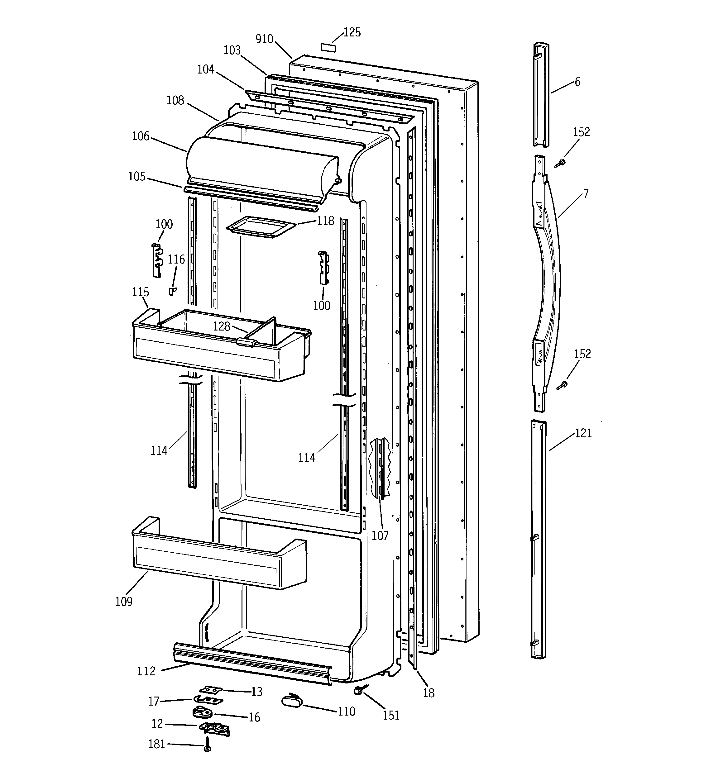 Kenmore 36348257892 fresh food door diagram