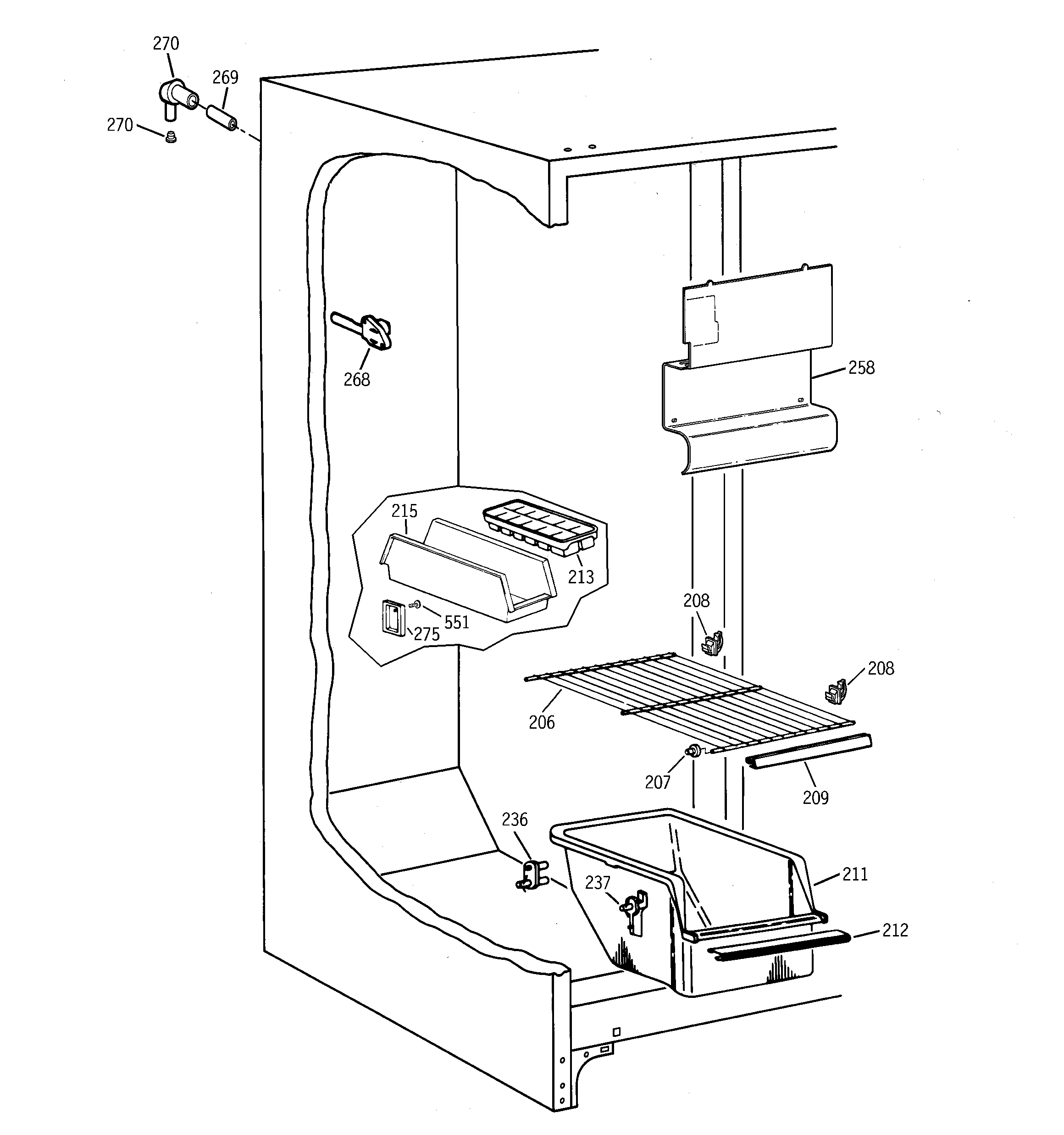 Kenmore 36348257892 freezer section diagram
