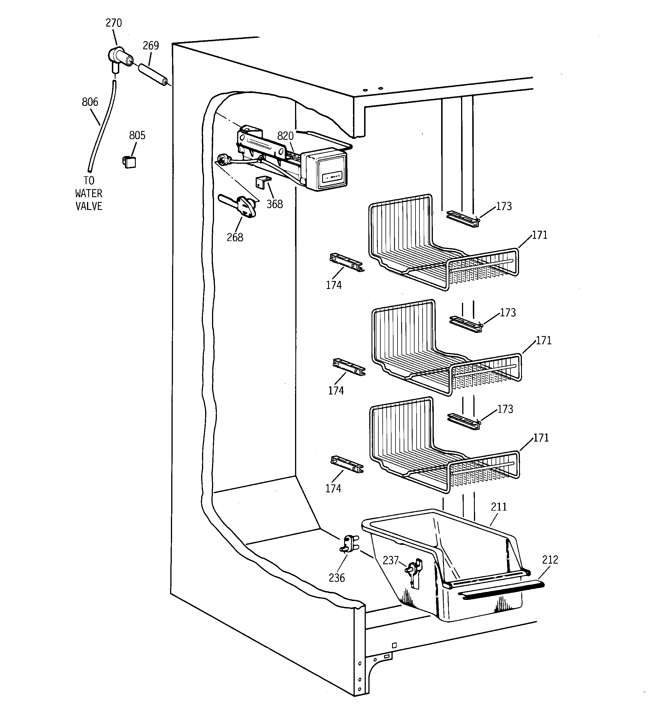 Kenmore 36358272892 freezer section diagram