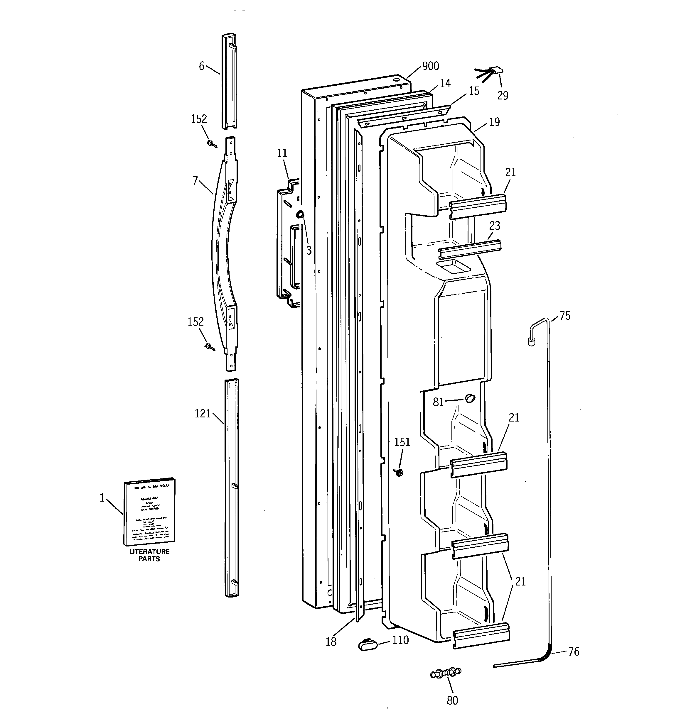Kenmore 36358575892 freezer door diagram