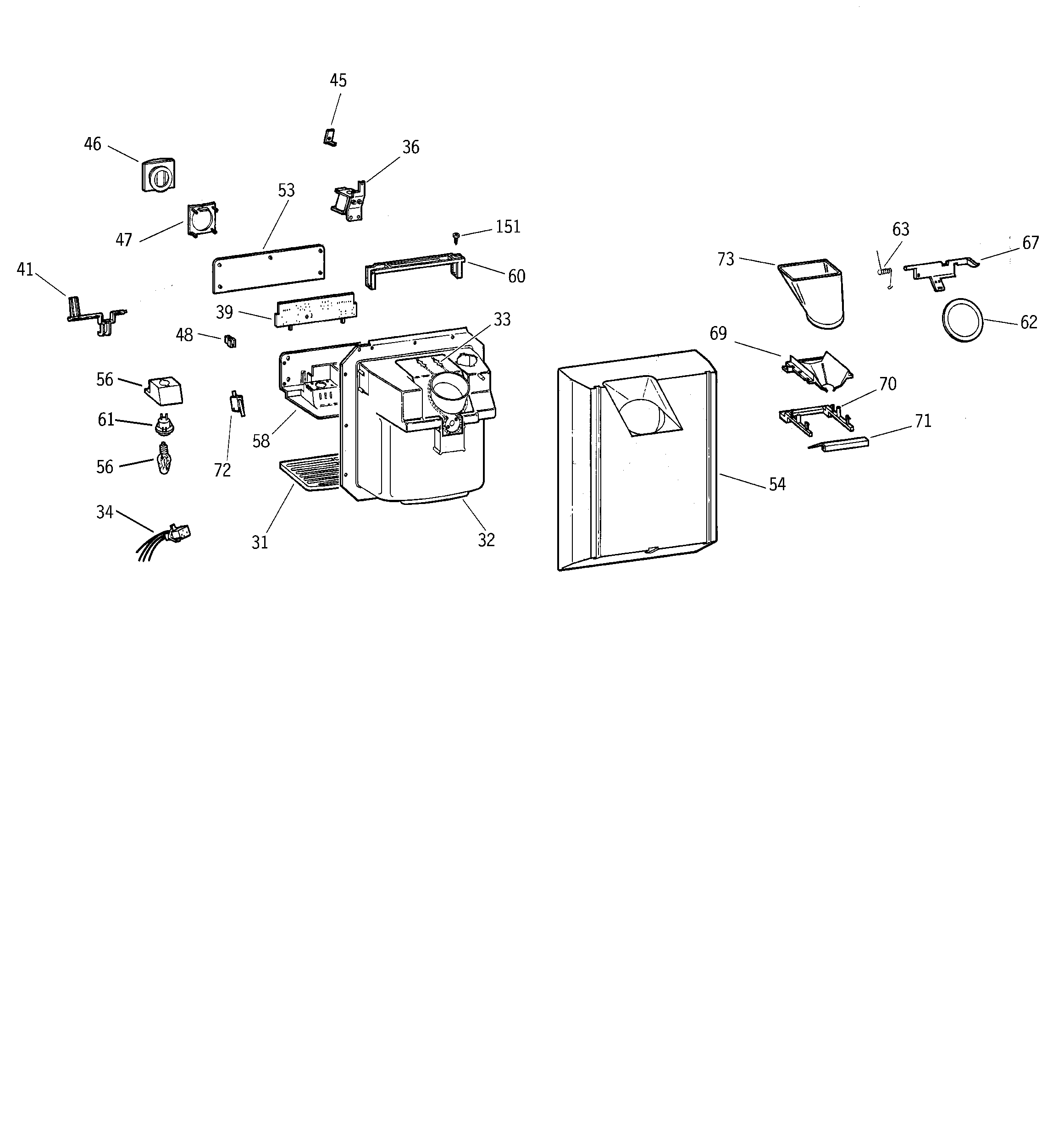 Kenmore 36358092892 dispenser diagram