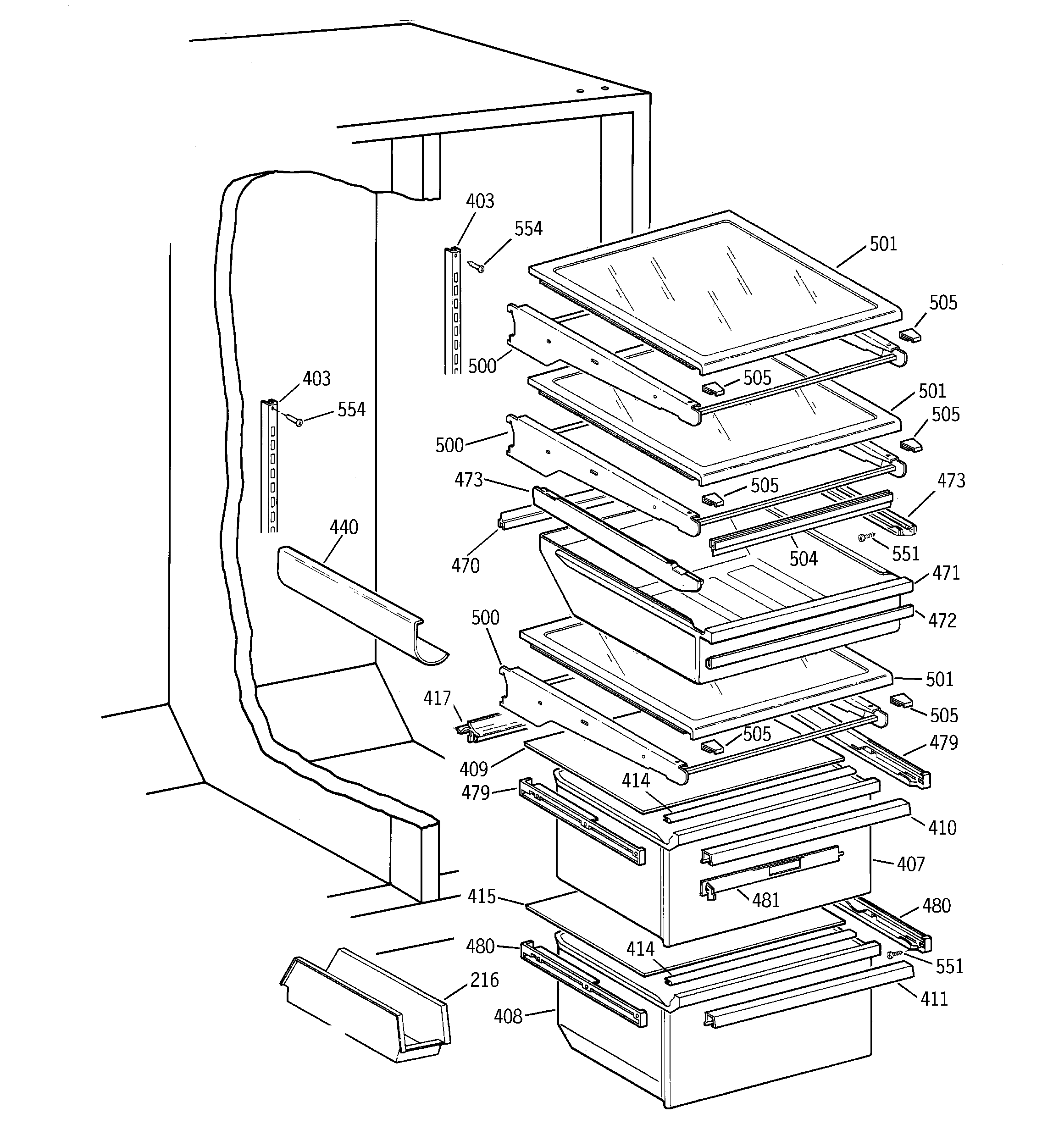 Kenmore 36358092892 fresh food section diagram