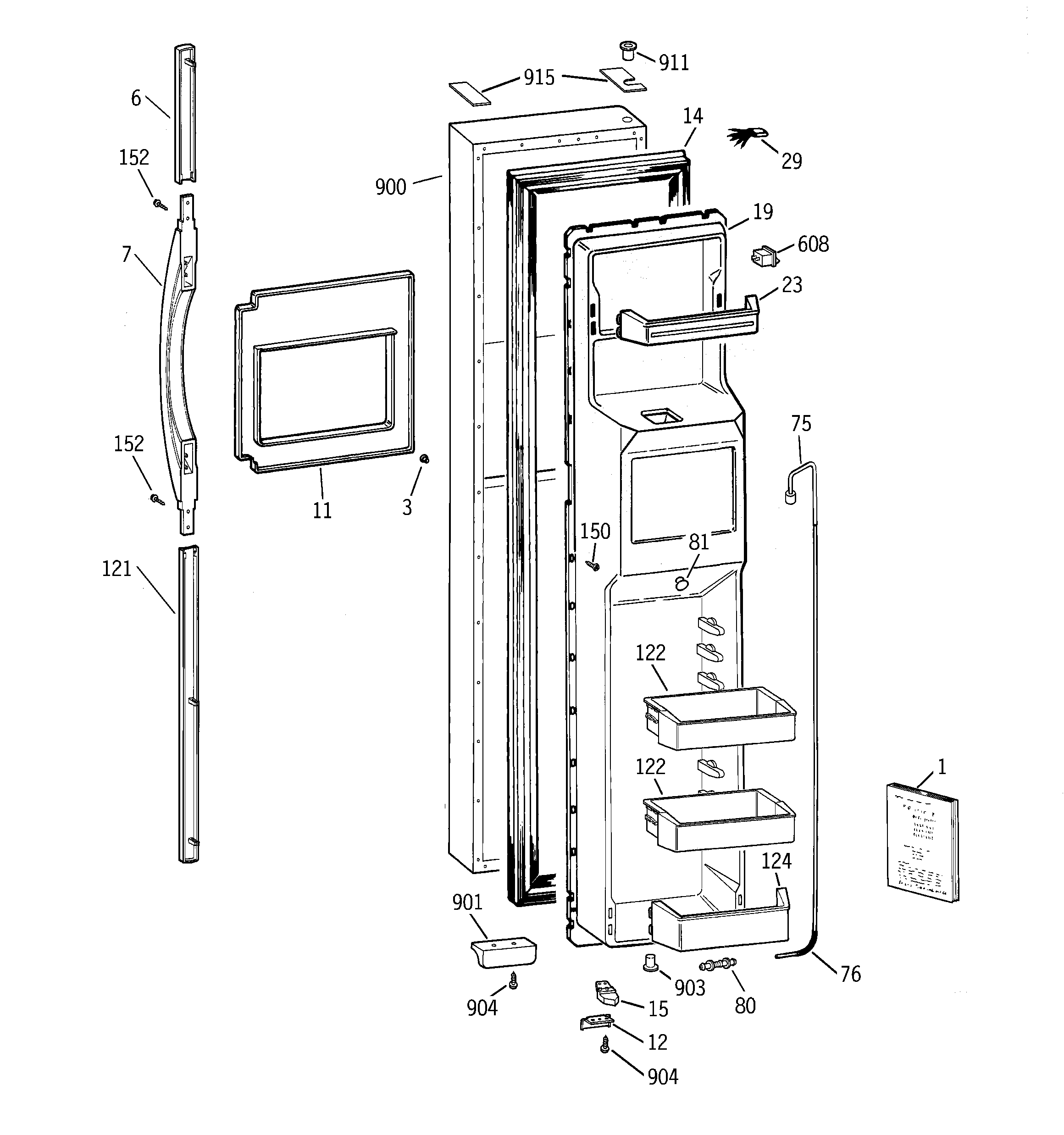 Kenmore 36358072892 freezer door diagram